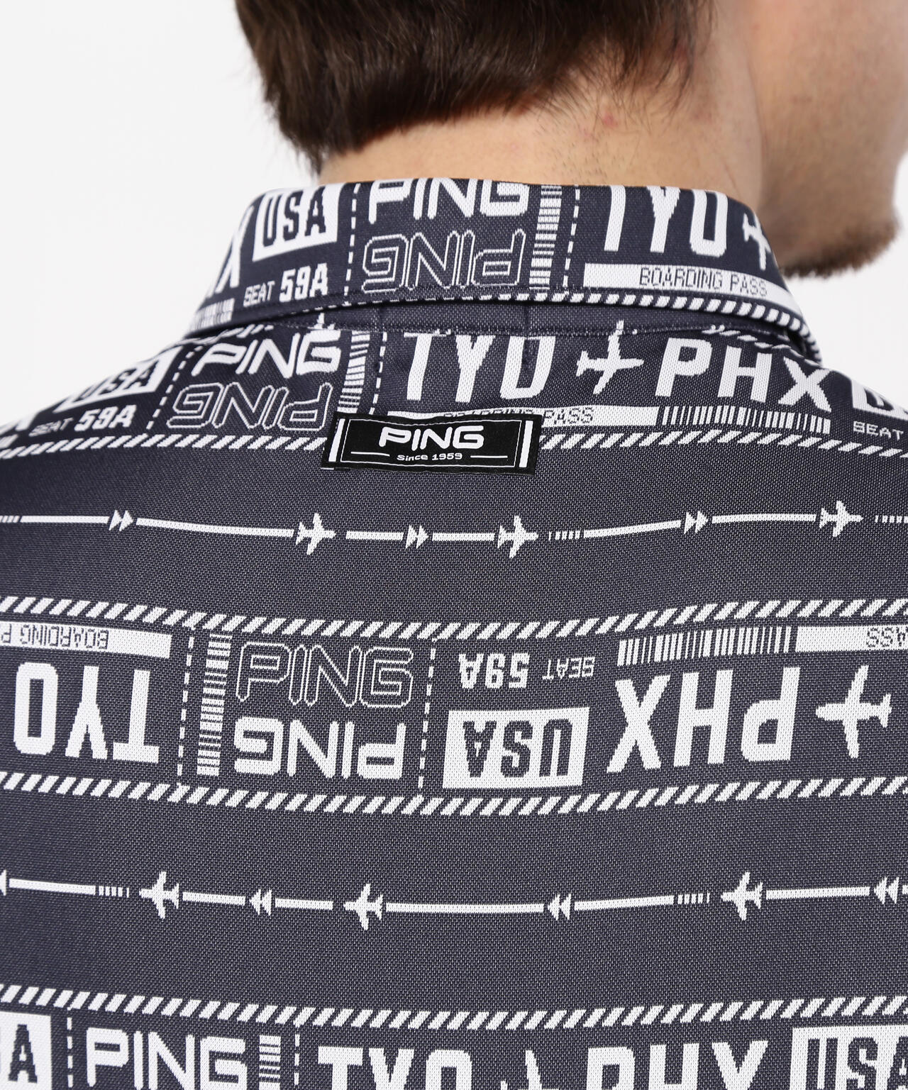 【PING APPAREL】チケット柄ジャガード半袖ポロシャツ <NATIVE> (MENS)