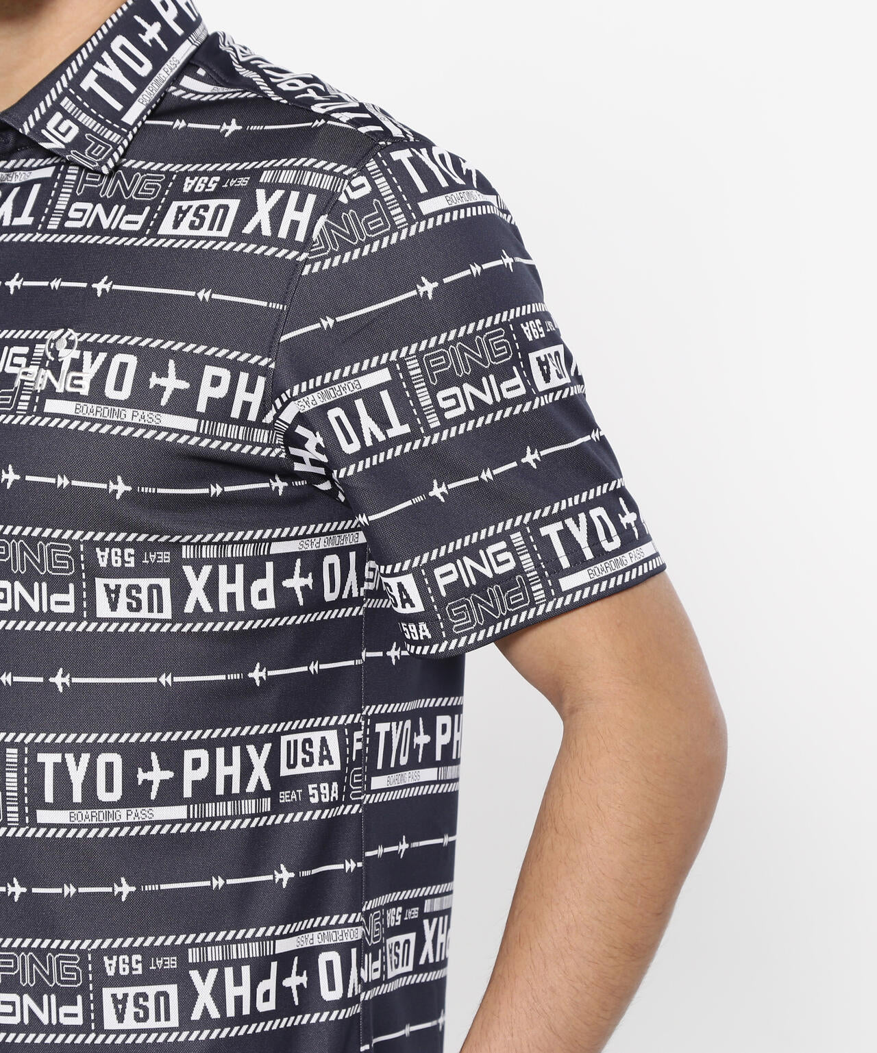 【PING APPAREL】チケット柄ジャガード半袖ポロシャツ <NATIVE> (MENS)