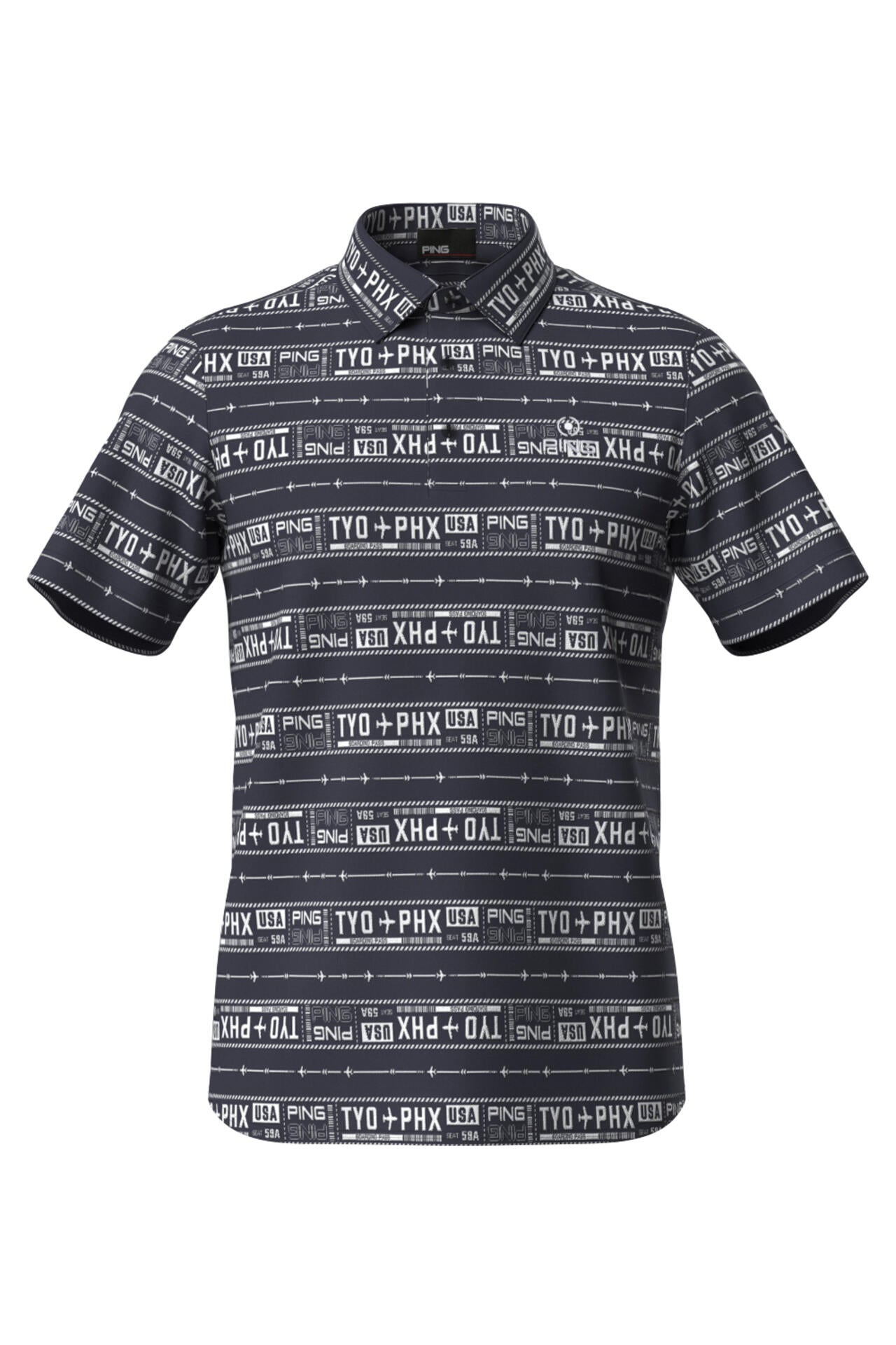 【PING APPAREL】チケット柄ジャガード半袖ポロシャツ <NATIVE> (MENS)