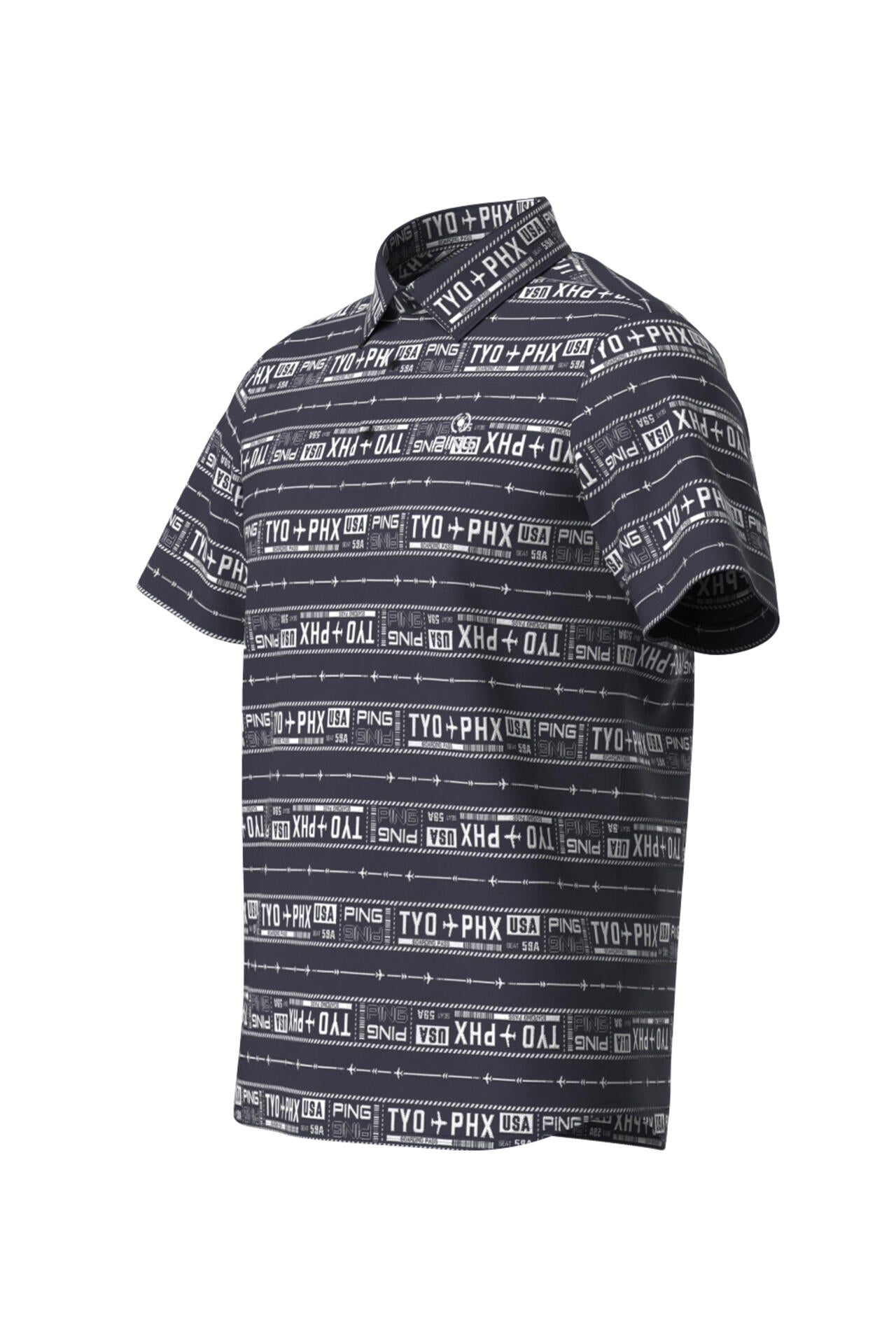 【PING APPAREL】チケット柄ジャガード半袖ポロシャツ <NATIVE> (MENS)