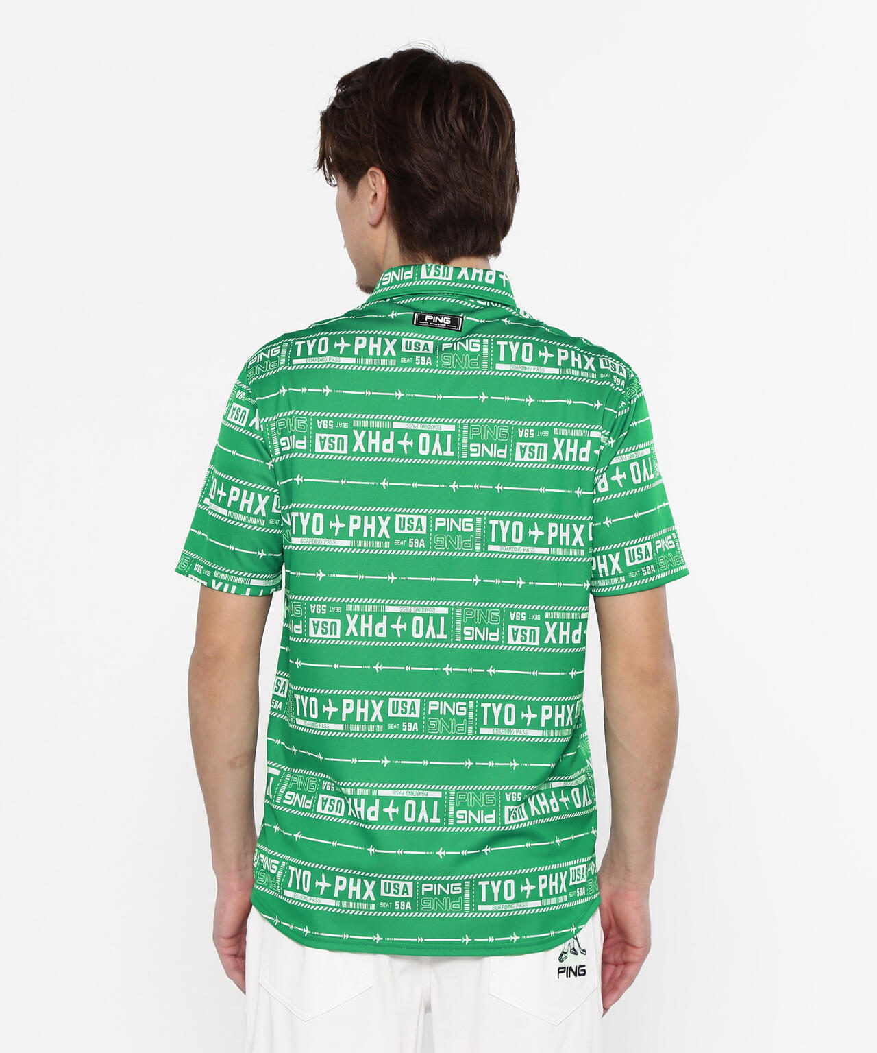 【PING APPAREL】チケット柄ジャガード半袖ポロシャツ <NATIVE> (MENS)
