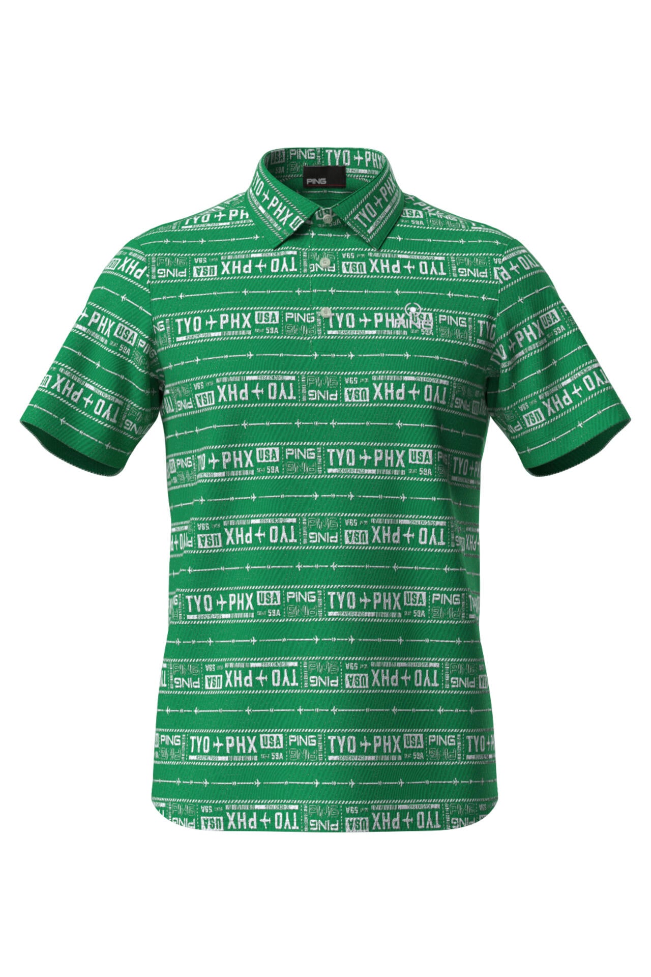 【PING APPAREL】チケット柄ジャガード半袖ポロシャツ <NATIVE> (MENS)