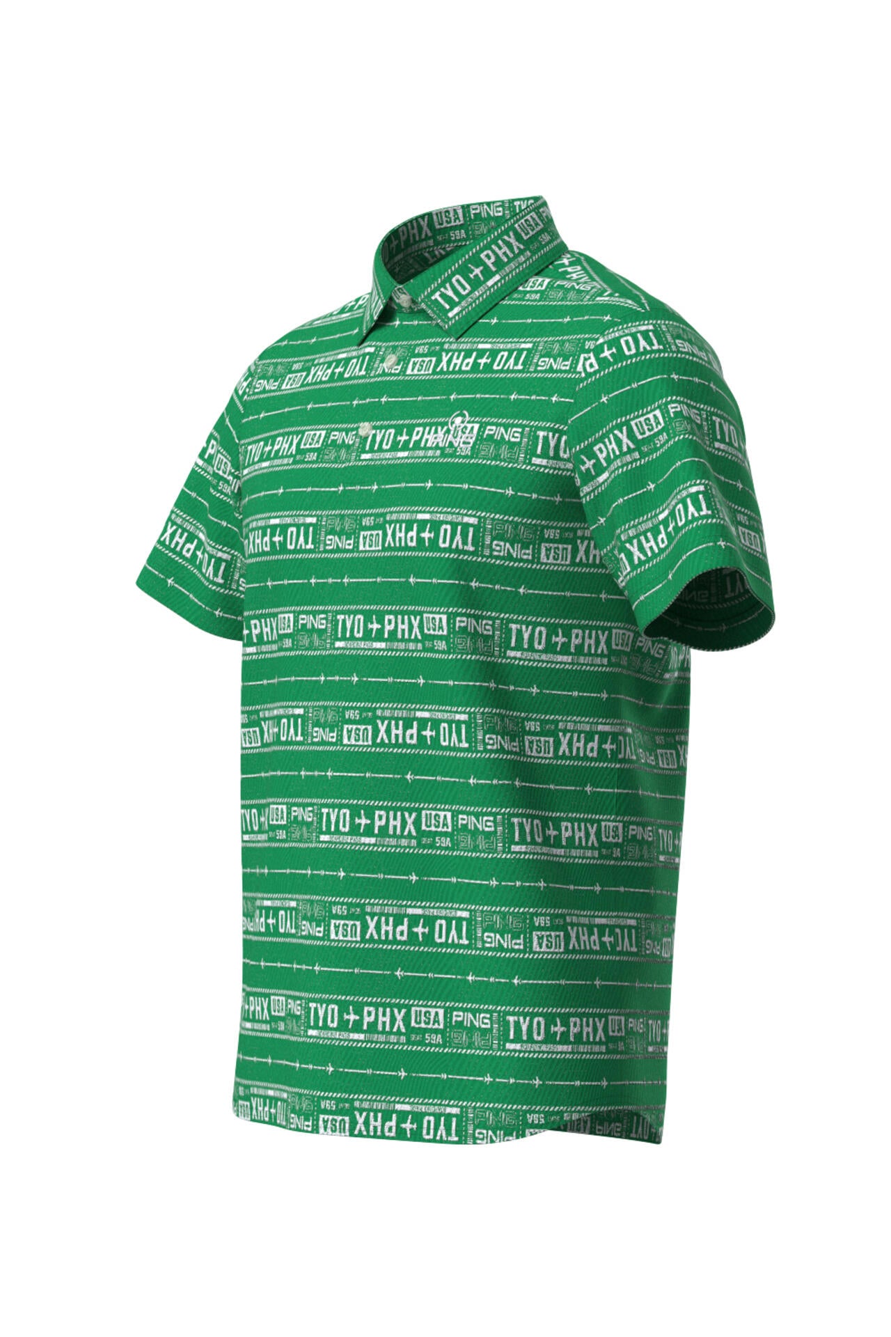 【PING APPAREL】チケット柄ジャガード半袖ポロシャツ <NATIVE> (MENS)