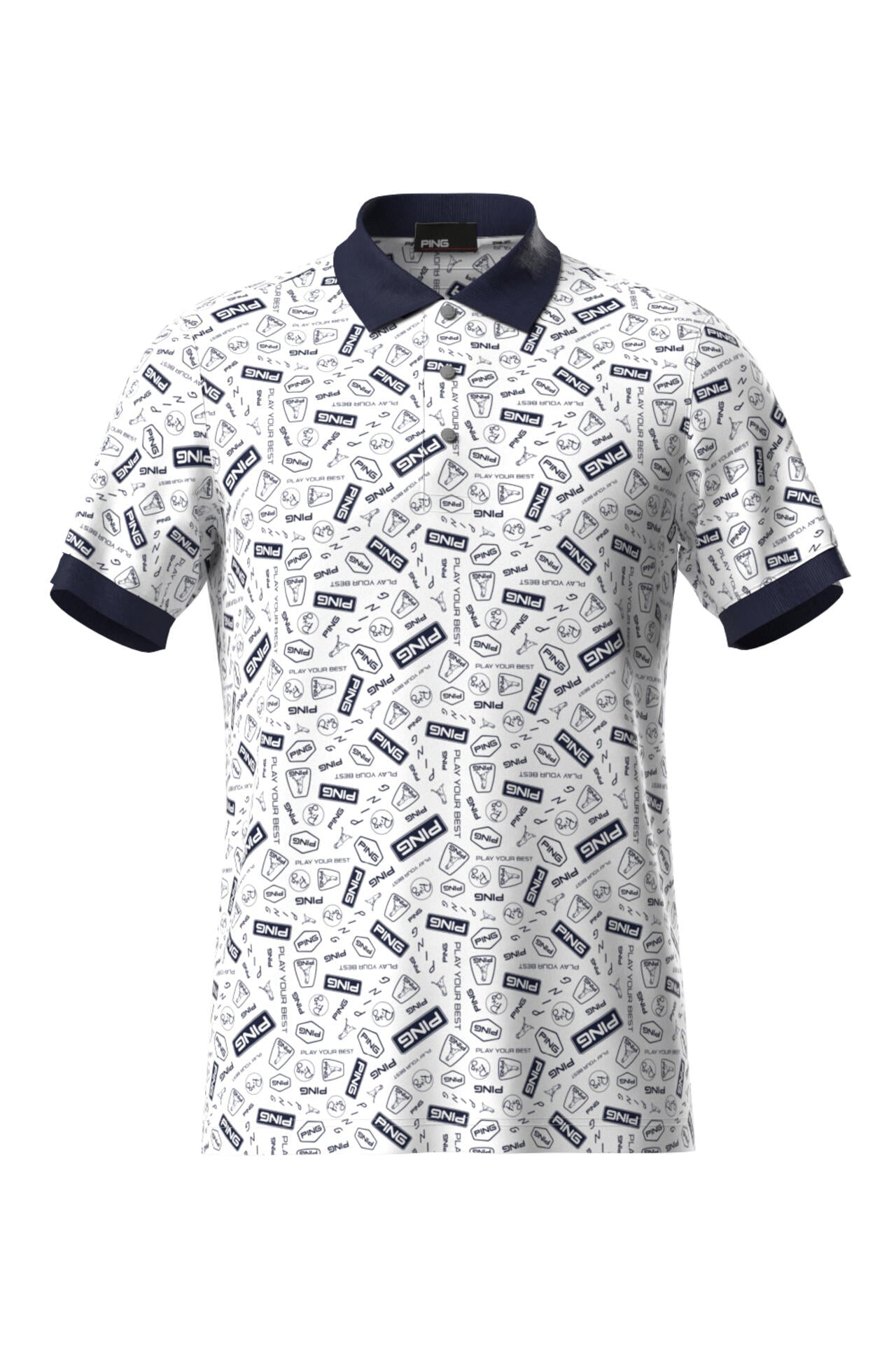 【PING APPAREL】総柄プリント半袖ポロシャツ <NATIVE> (MENS)