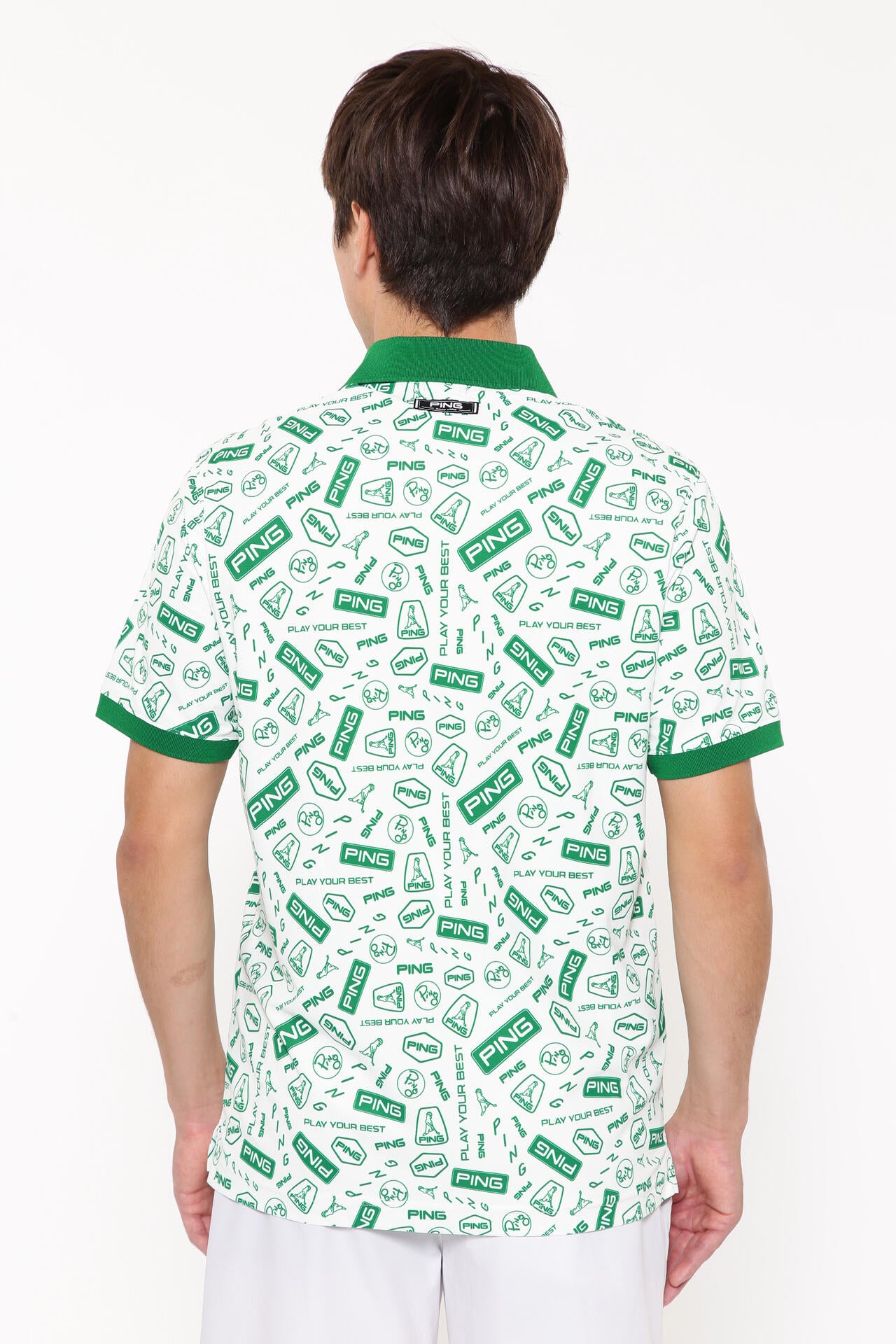 【PING APPAREL】総柄プリント半袖ポロシャツ <NATIVE> (MENS)