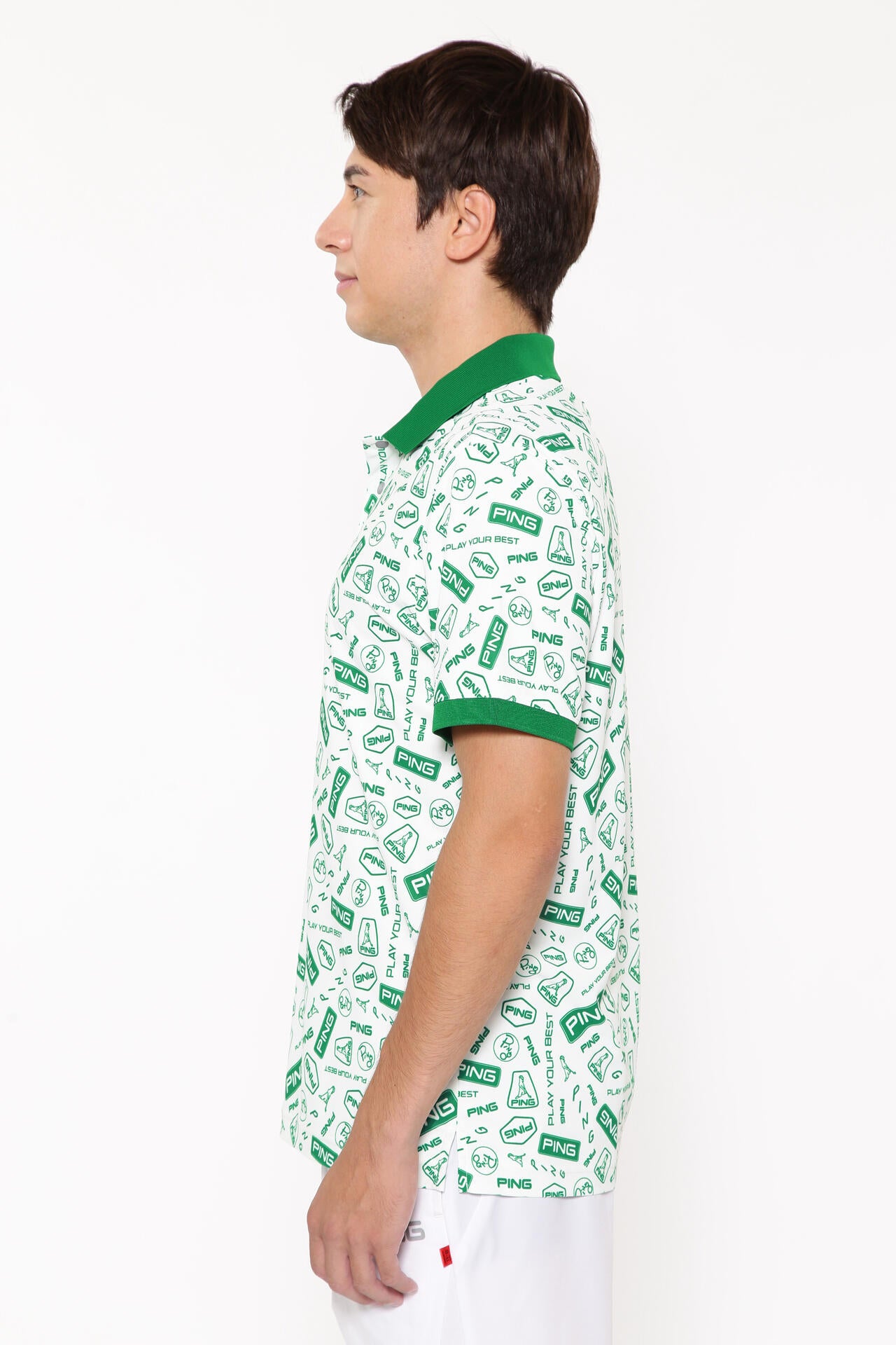 【PING APPAREL】総柄プリント半袖ポロシャツ <NATIVE> (MENS)