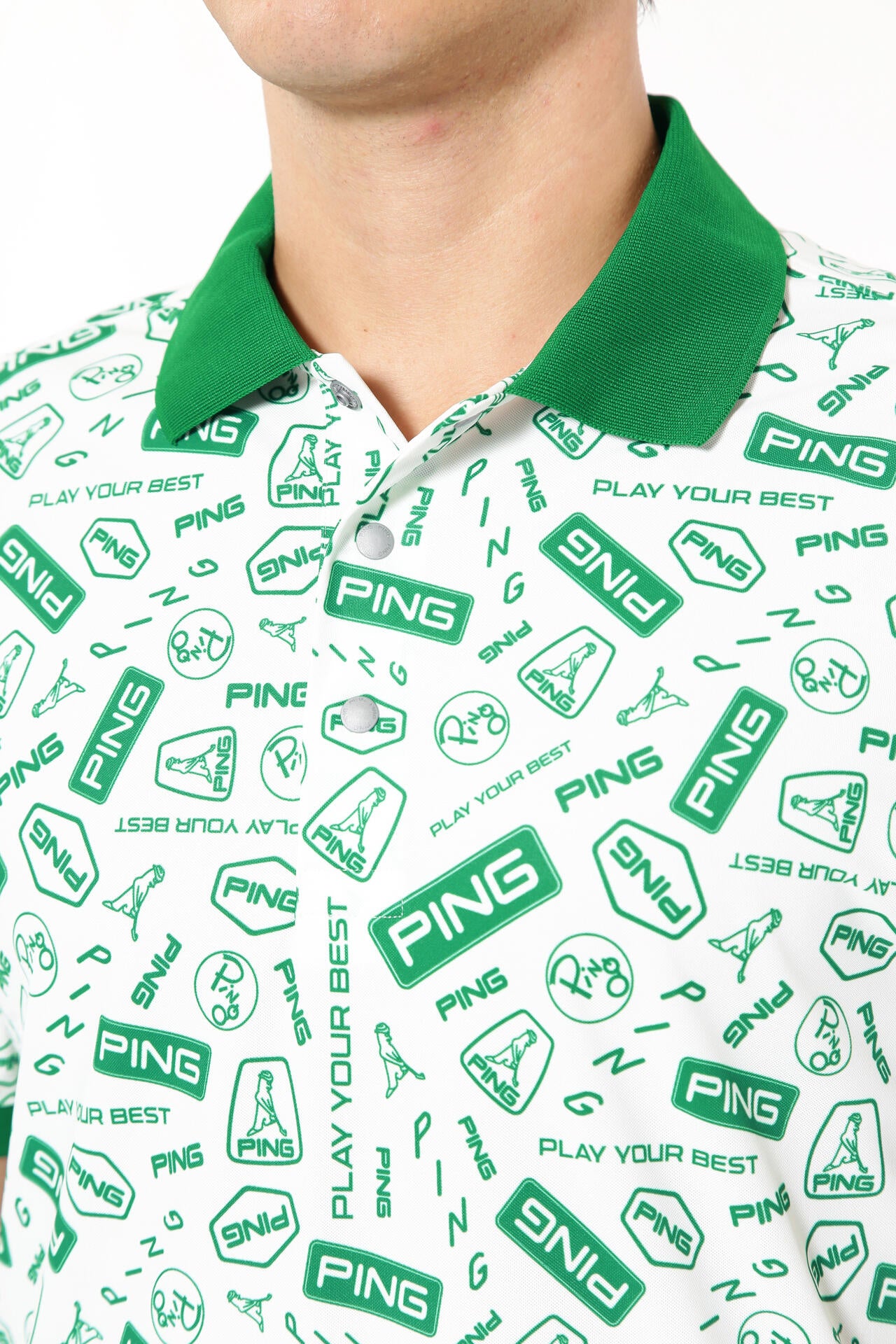 【PING APPAREL】総柄プリント半袖ポロシャツ <NATIVE> (MENS)