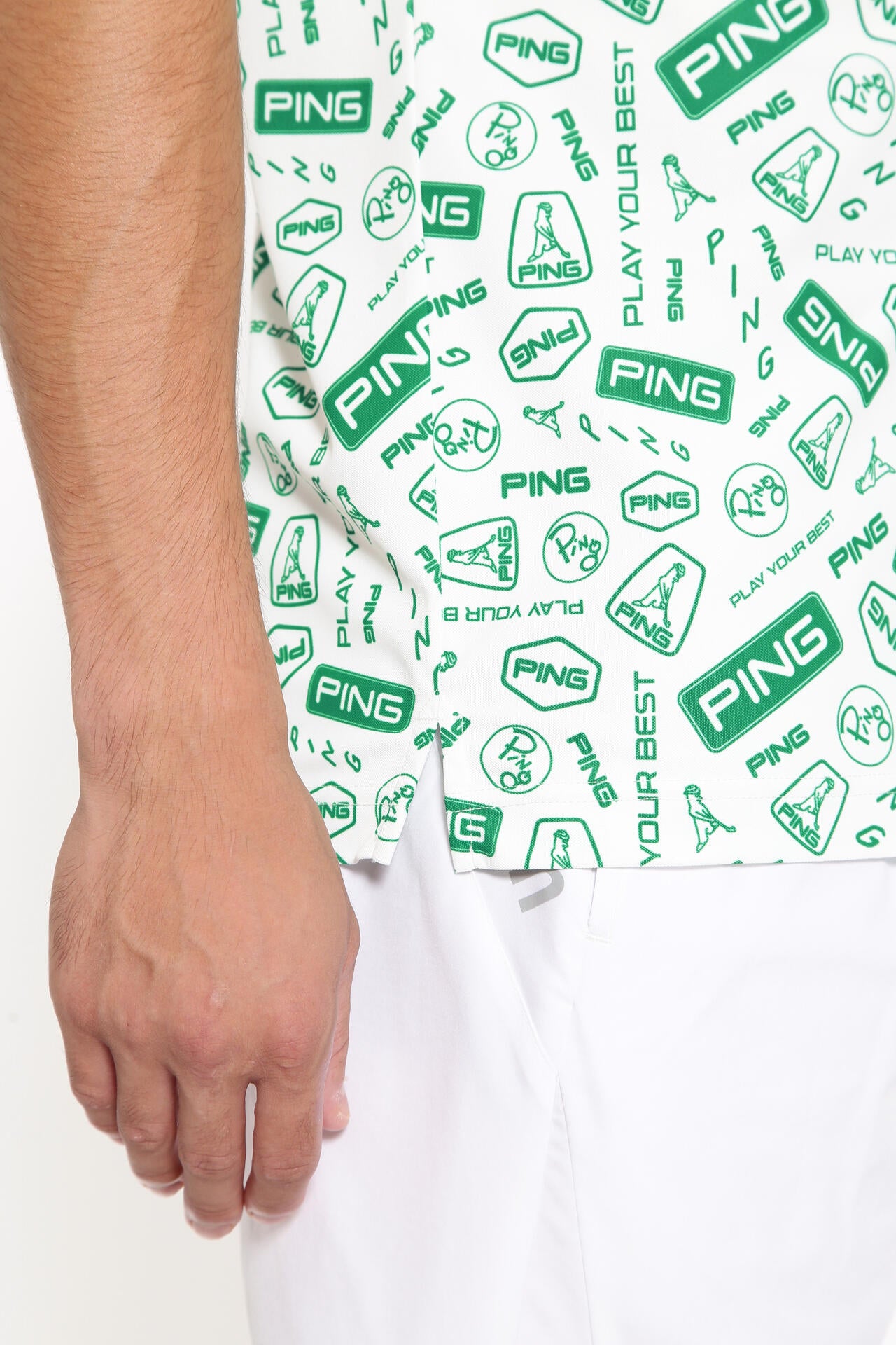 【PING APPAREL】総柄プリント半袖ポロシャツ <NATIVE> (MENS)