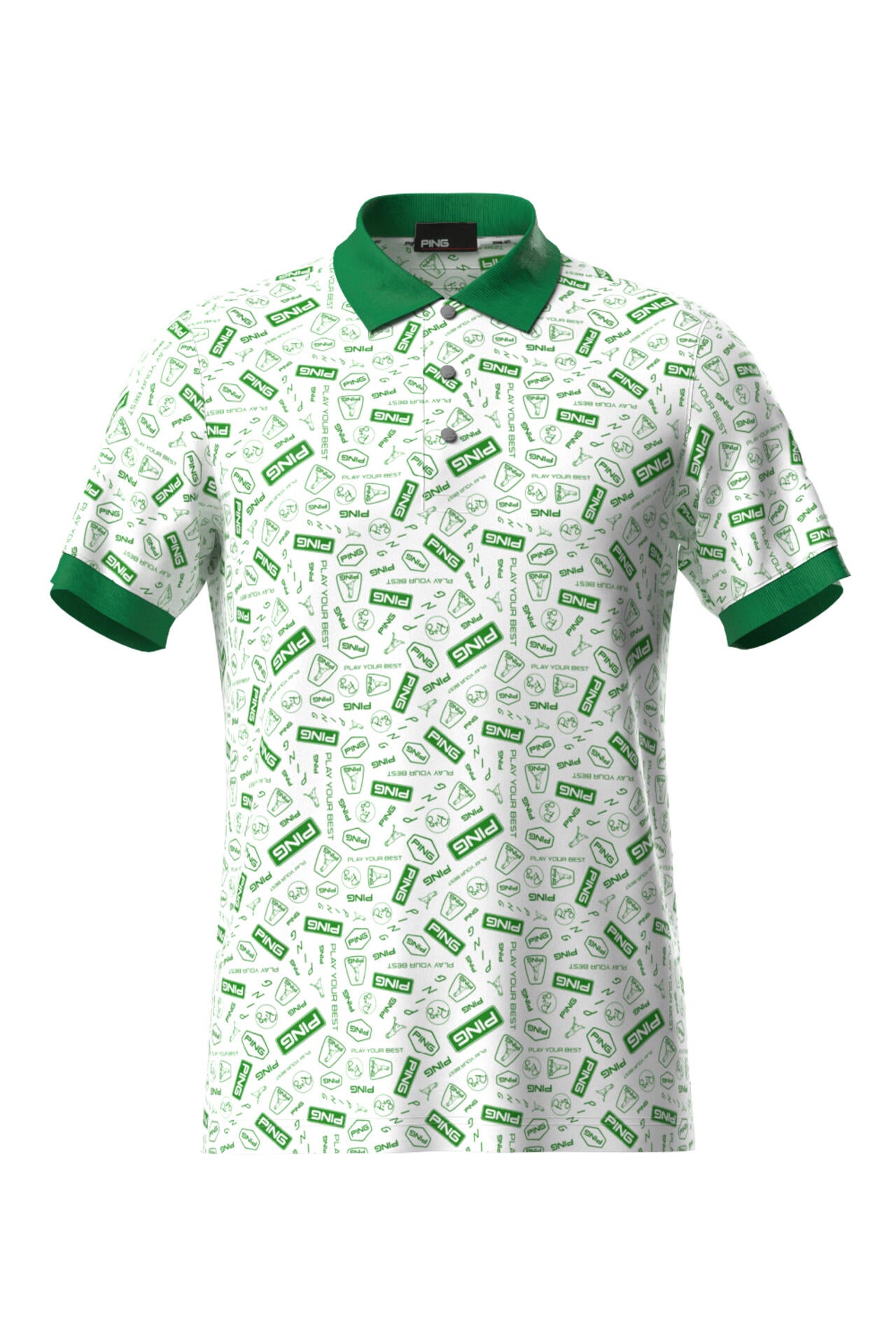 【PING APPAREL】総柄プリント半袖ポロシャツ <NATIVE> (MENS)