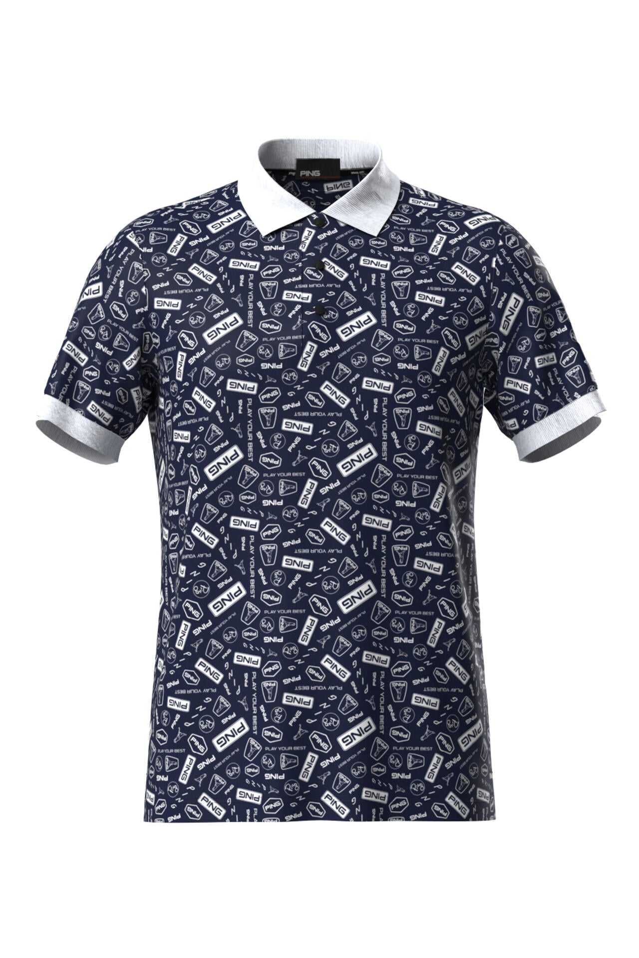 【PING APPAREL】総柄プリント半袖ポロシャツ <NATIVE> (MENS)