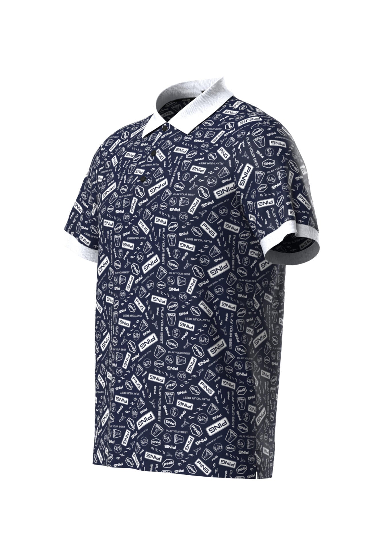 【PING APPAREL】総柄プリント半袖ポロシャツ <NATIVE> (MENS)