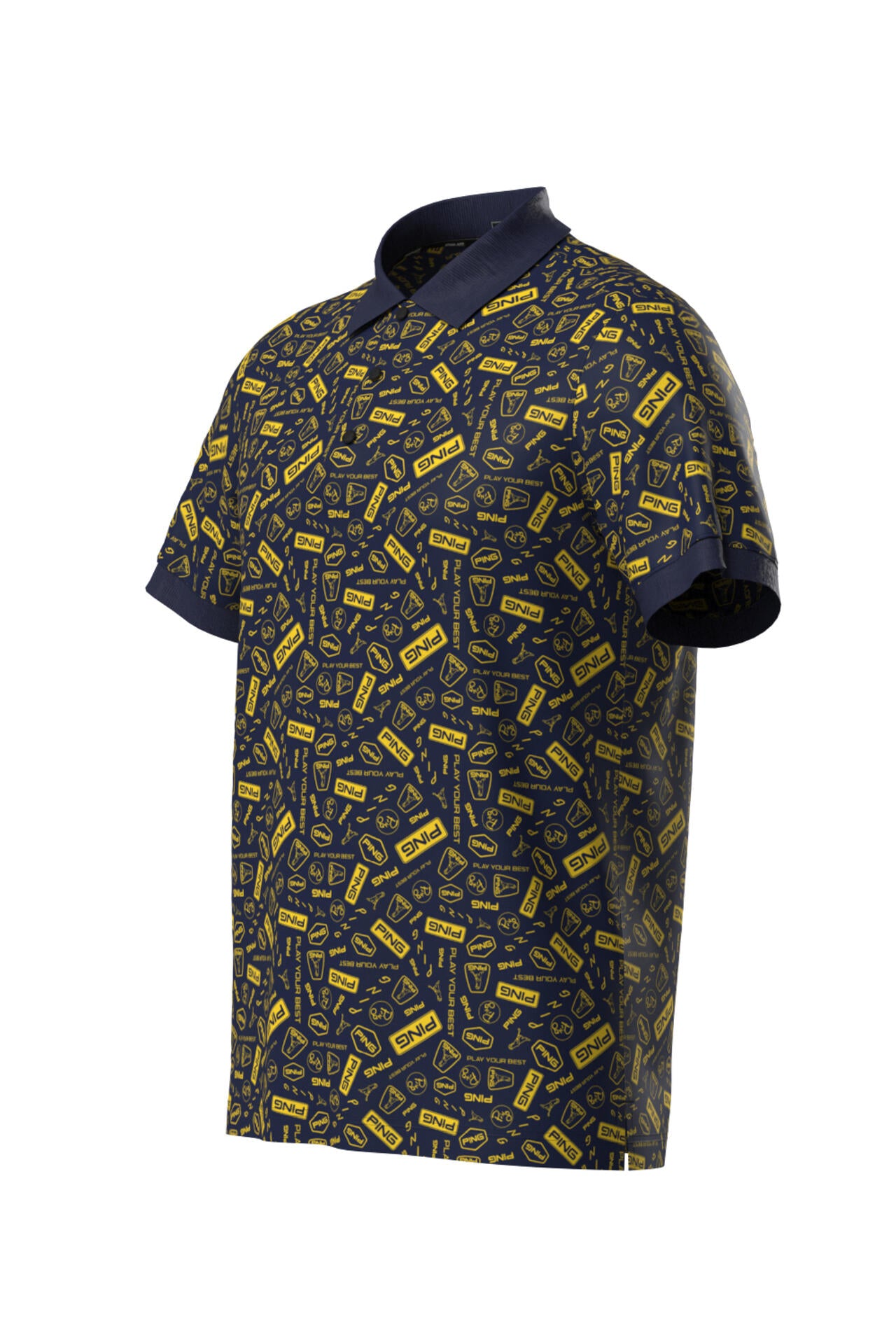 【PING APPAREL】総柄プリント半袖ポロシャツ <NATIVE> (MENS)