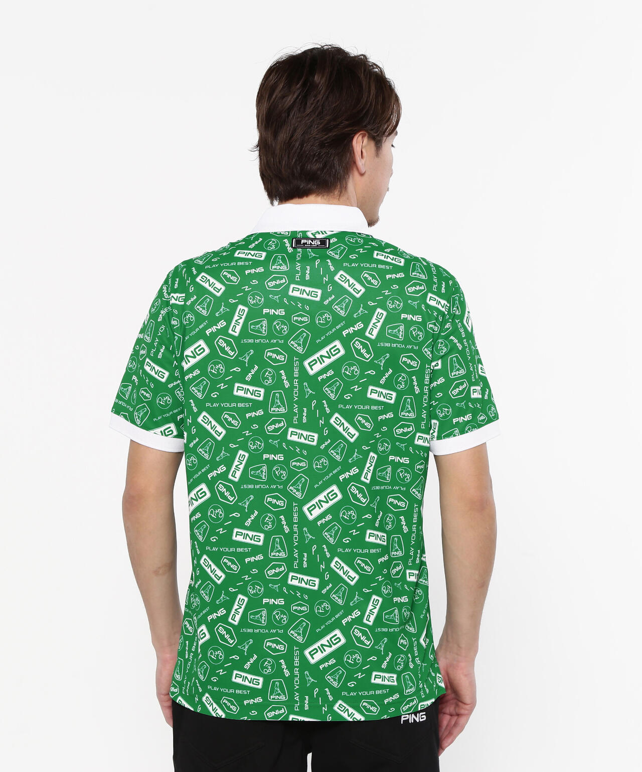 【PING APPAREL】総柄プリント半袖ポロシャツ <NATIVE> (MENS)