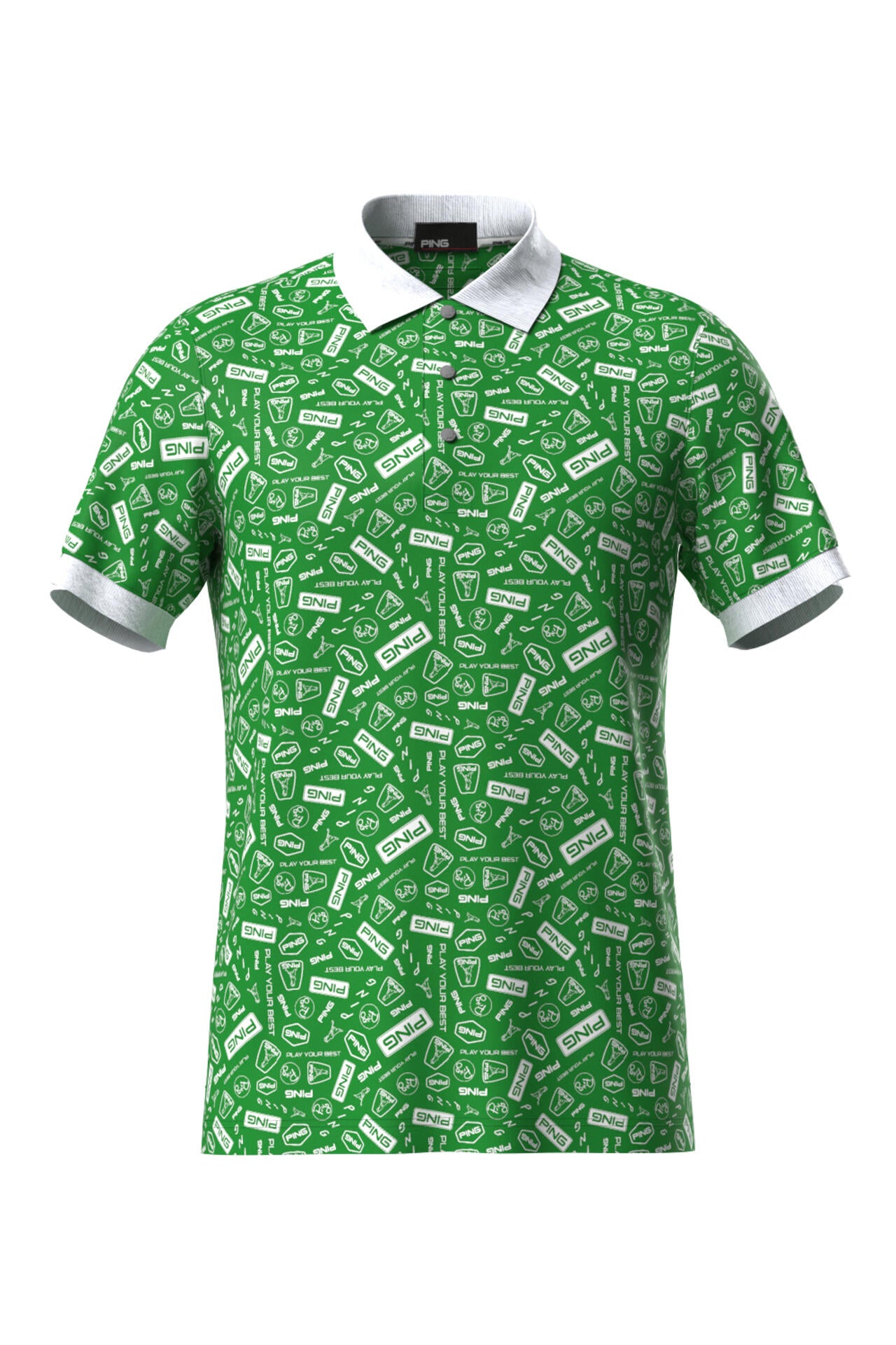 【PING APPAREL】総柄プリント半袖ポロシャツ <NATIVE> (MENS)
