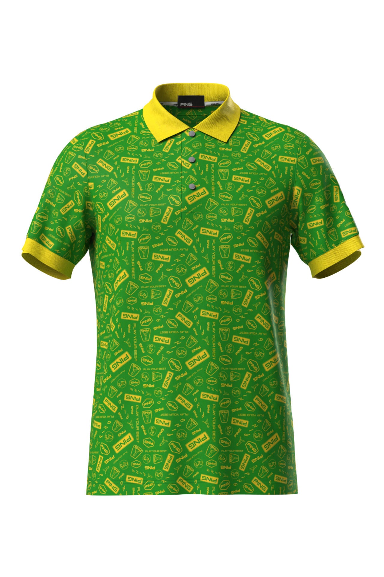 【PING APPAREL】総柄プリント半袖ポロシャツ <NATIVE> (MENS)