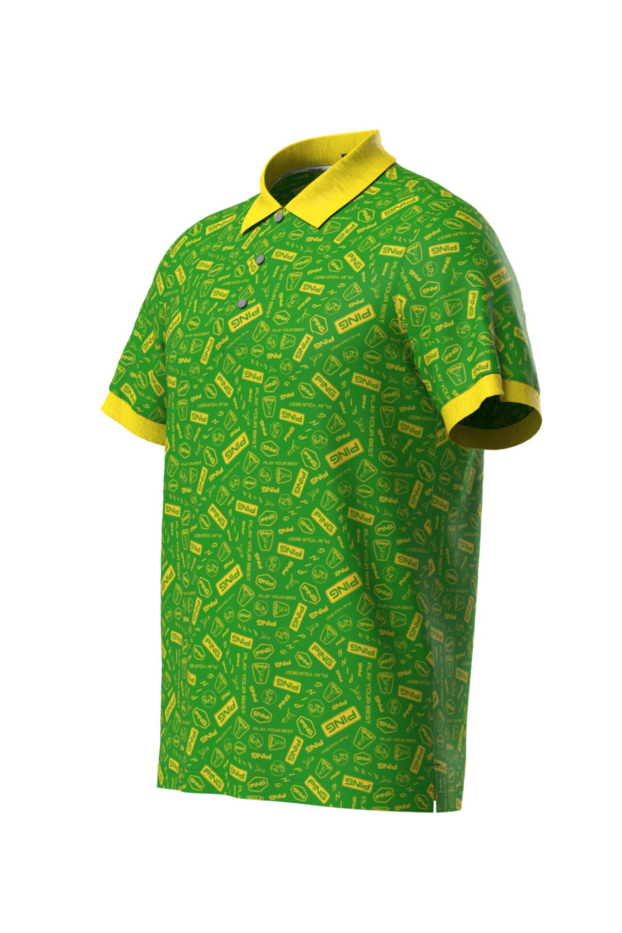 【PING APPAREL】総柄プリント半袖ポロシャツ <NATIVE> (MENS)