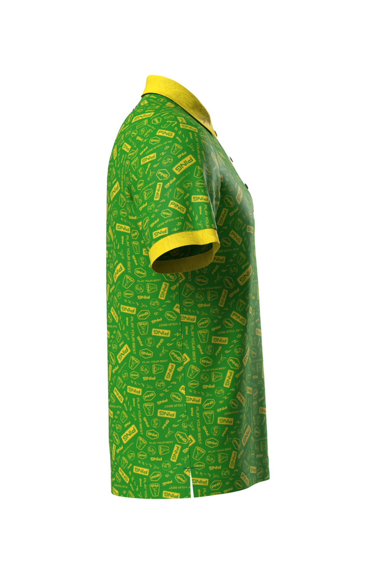 【PING APPAREL】総柄プリント半袖ポロシャツ <NATIVE> (MENS)