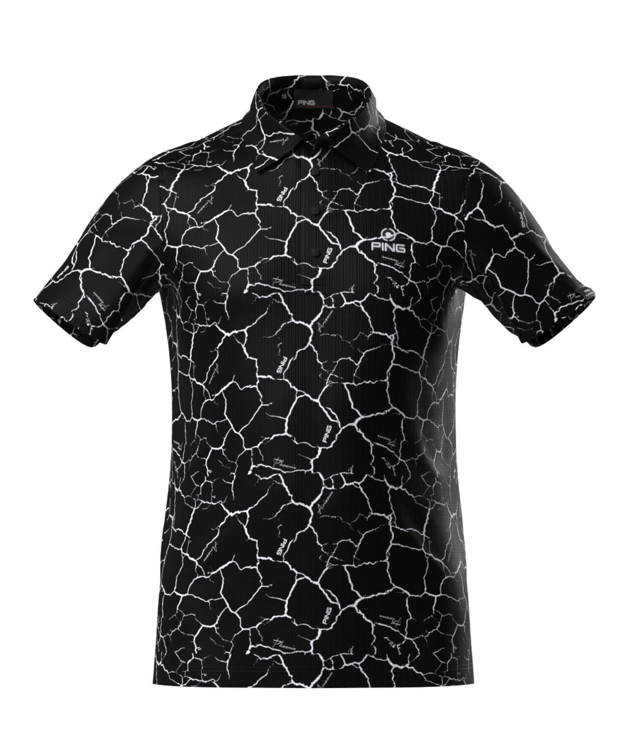 【PING APPAREL】総柄プリント 半袖ポロシャツ <PERFORMANCE> (MENS)
