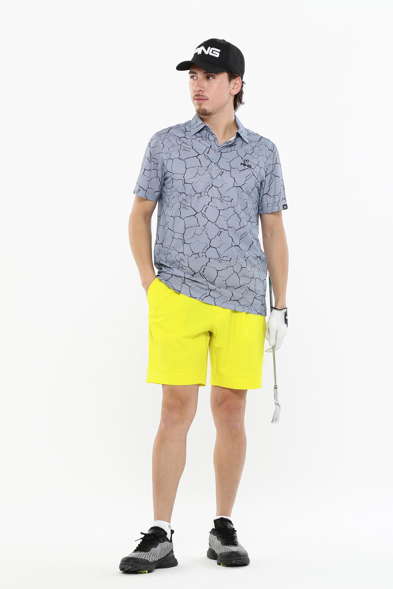 【PING APPAREL】総柄プリント 半袖ポロシャツ <PERFORMANCE> (MENS)