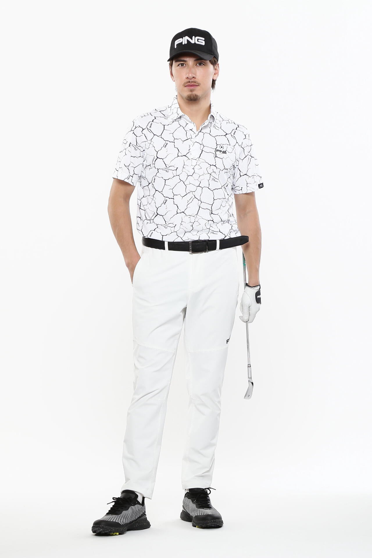 【PING APPAREL】総柄プリント 半袖ポロシャツ <PERFORMANCE> (MENS)