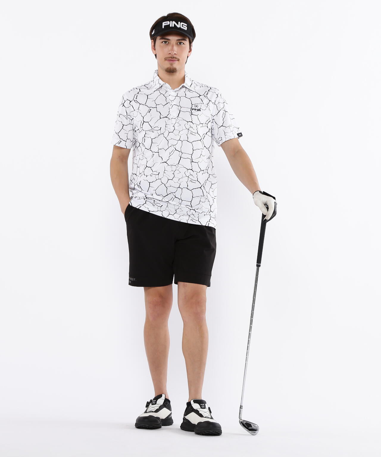 【PING APPAREL】総柄プリント 半袖ポロシャツ <PERFORMANCE> (MENS)