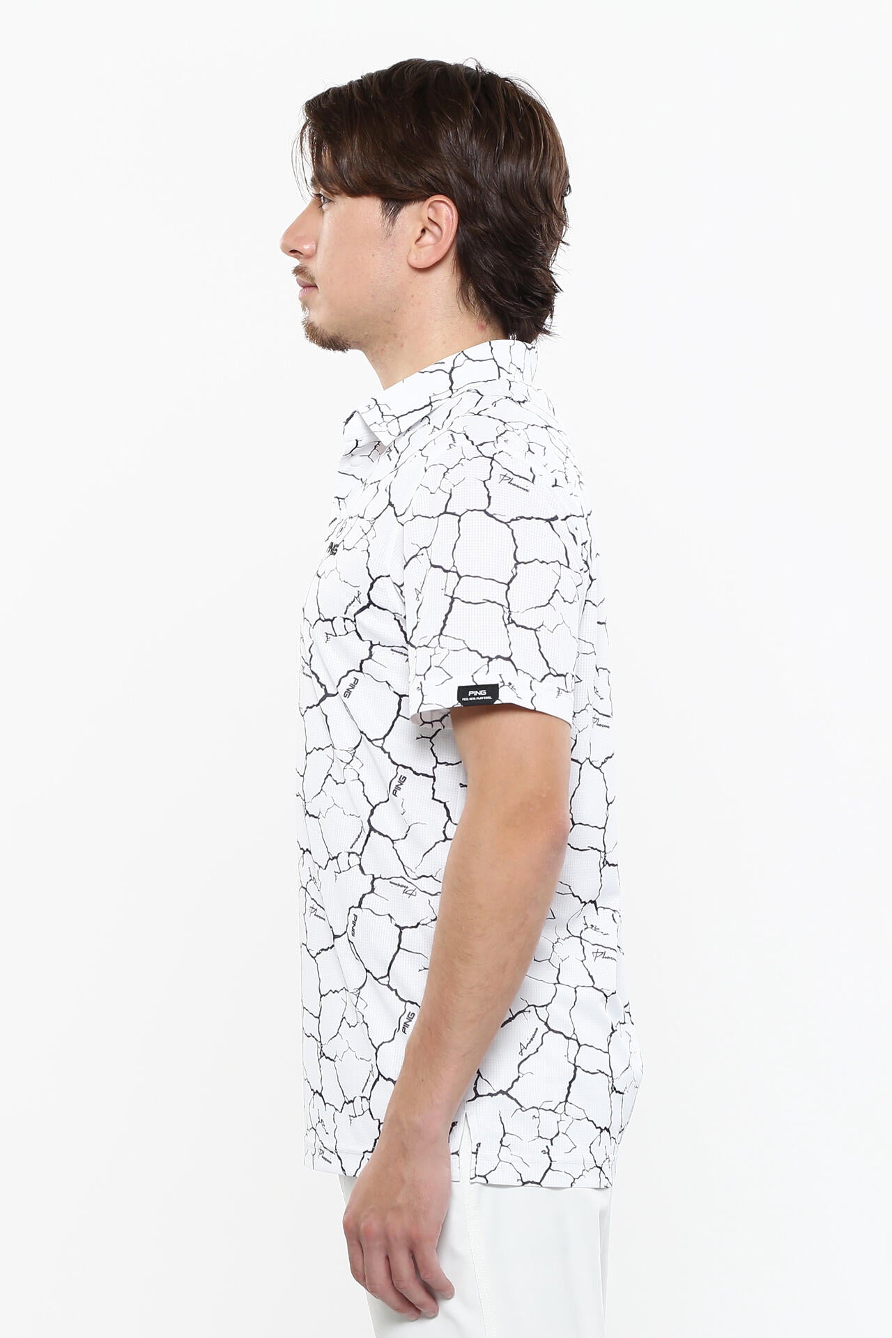 【PING APPAREL】総柄プリント 半袖ポロシャツ <PERFORMANCE> (MENS)