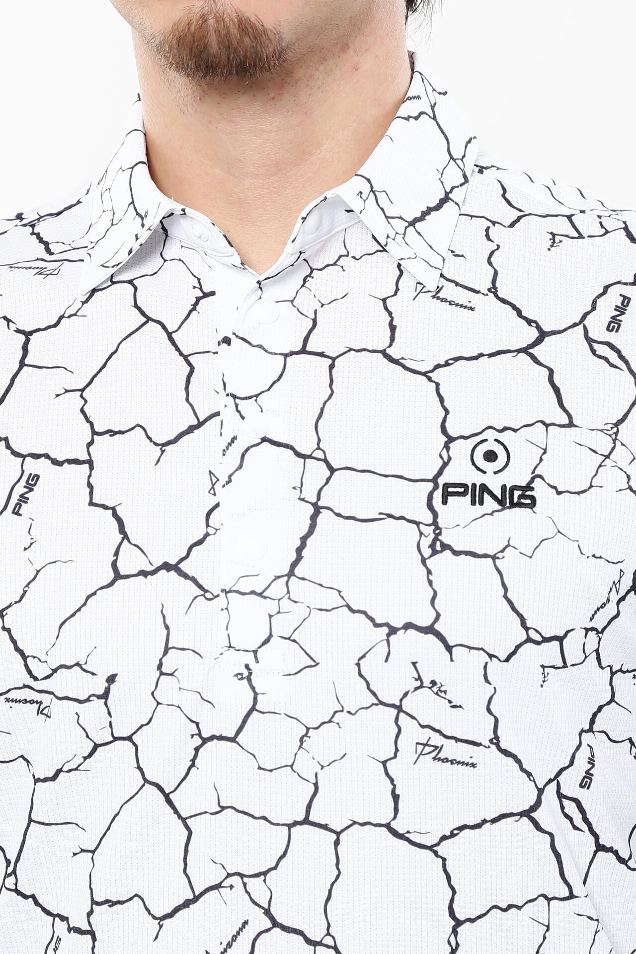 【PING APPAREL】総柄プリント 半袖ポロシャツ <PERFORMANCE> (MENS)