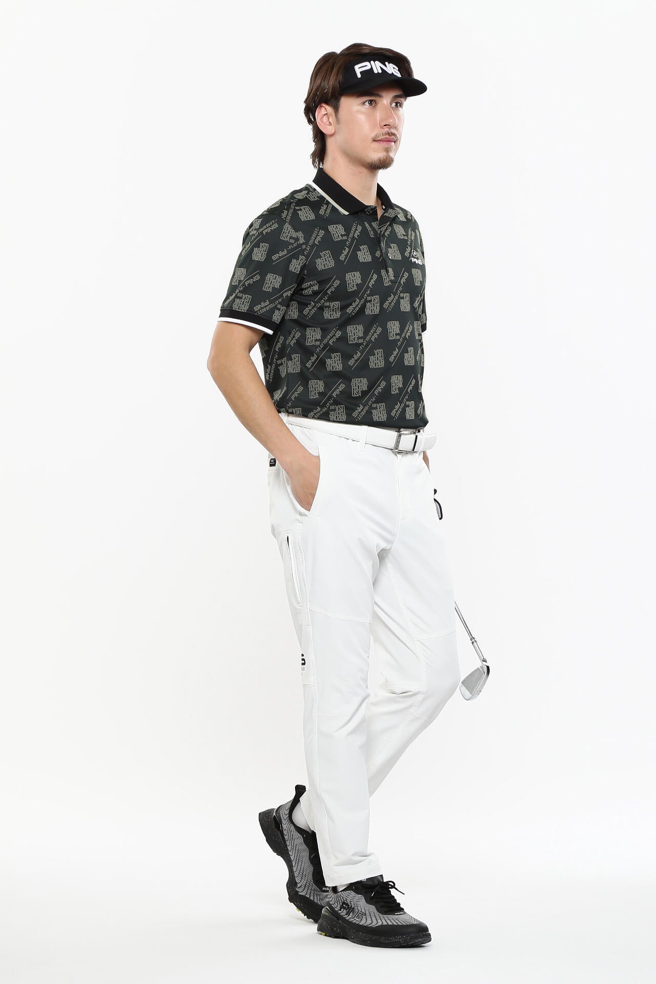 【PING APPAREL】バイアスロゴジャガード 半袖ポロシャツ <PERFORMANCE> (MENS)