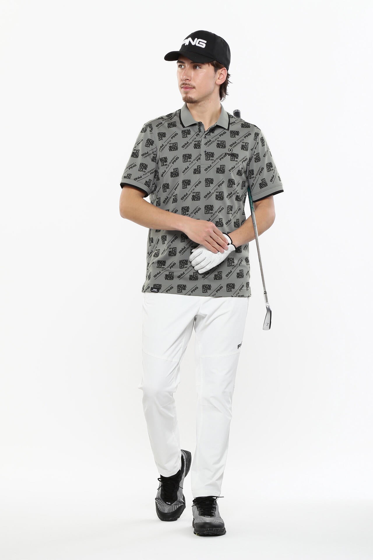 【PING APPAREL】バイアスロゴジャガード 半袖ポロシャツ <PERFORMANCE> (MENS)