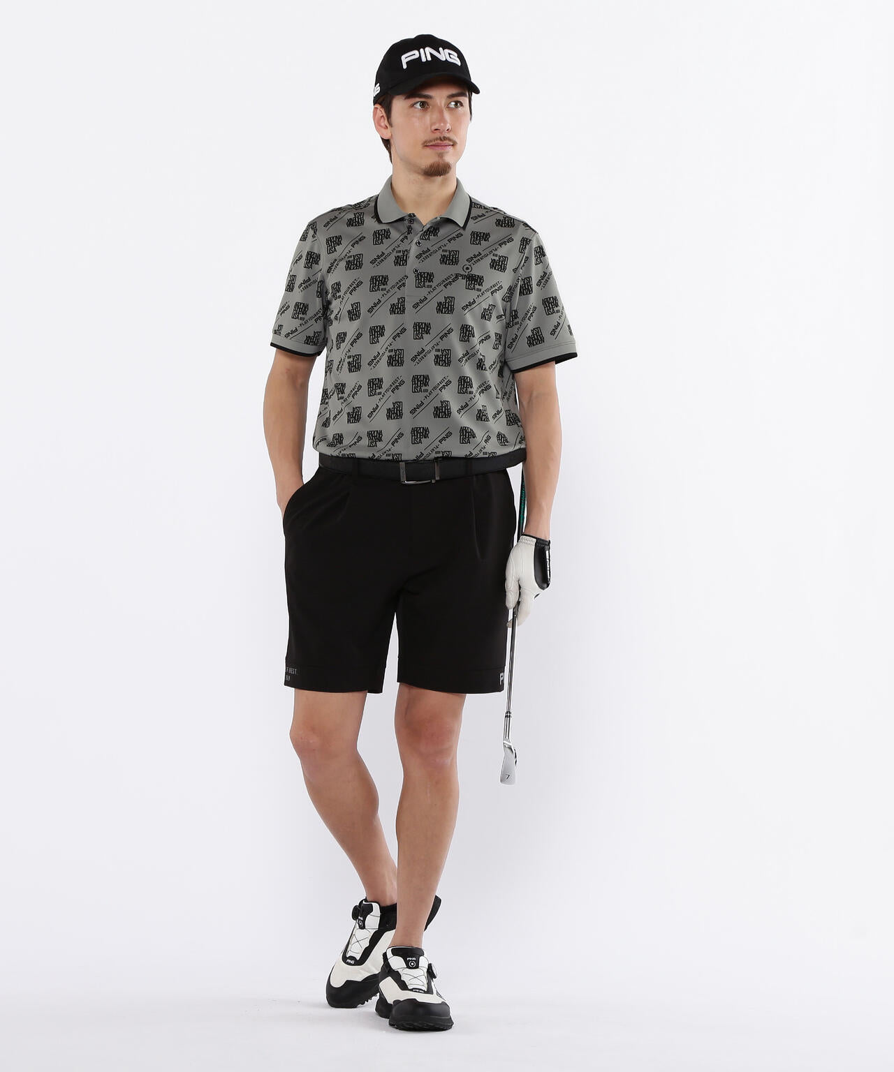 【PING APPAREL】バイアスロゴジャガード 半袖ポロシャツ <PERFORMANCE> (MENS)