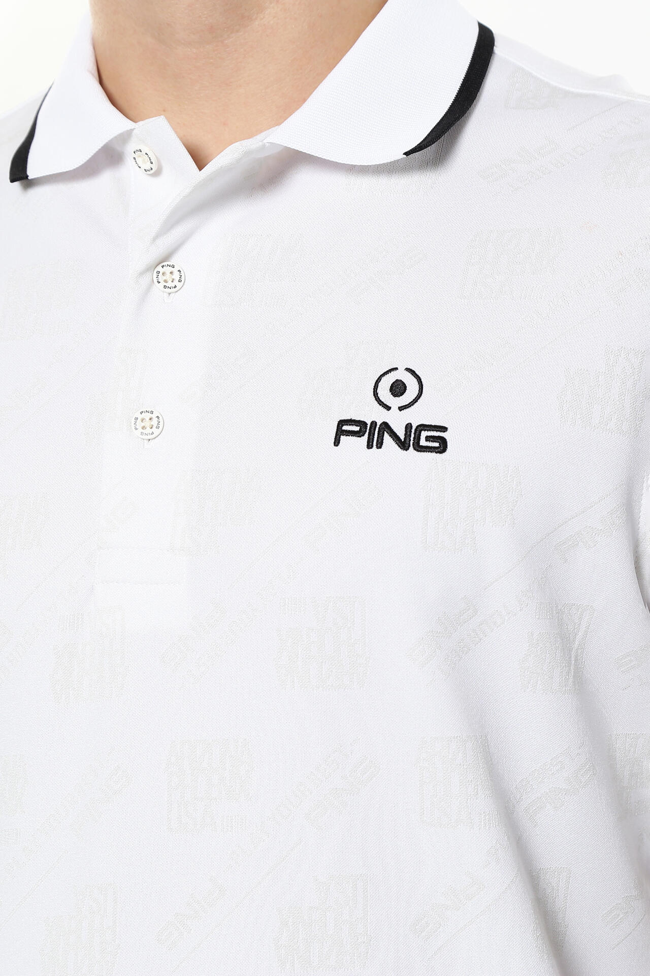 【PING APPAREL】バイアスロゴジャガード 半袖ポロシャツ <PERFORMANCE> (MENS)