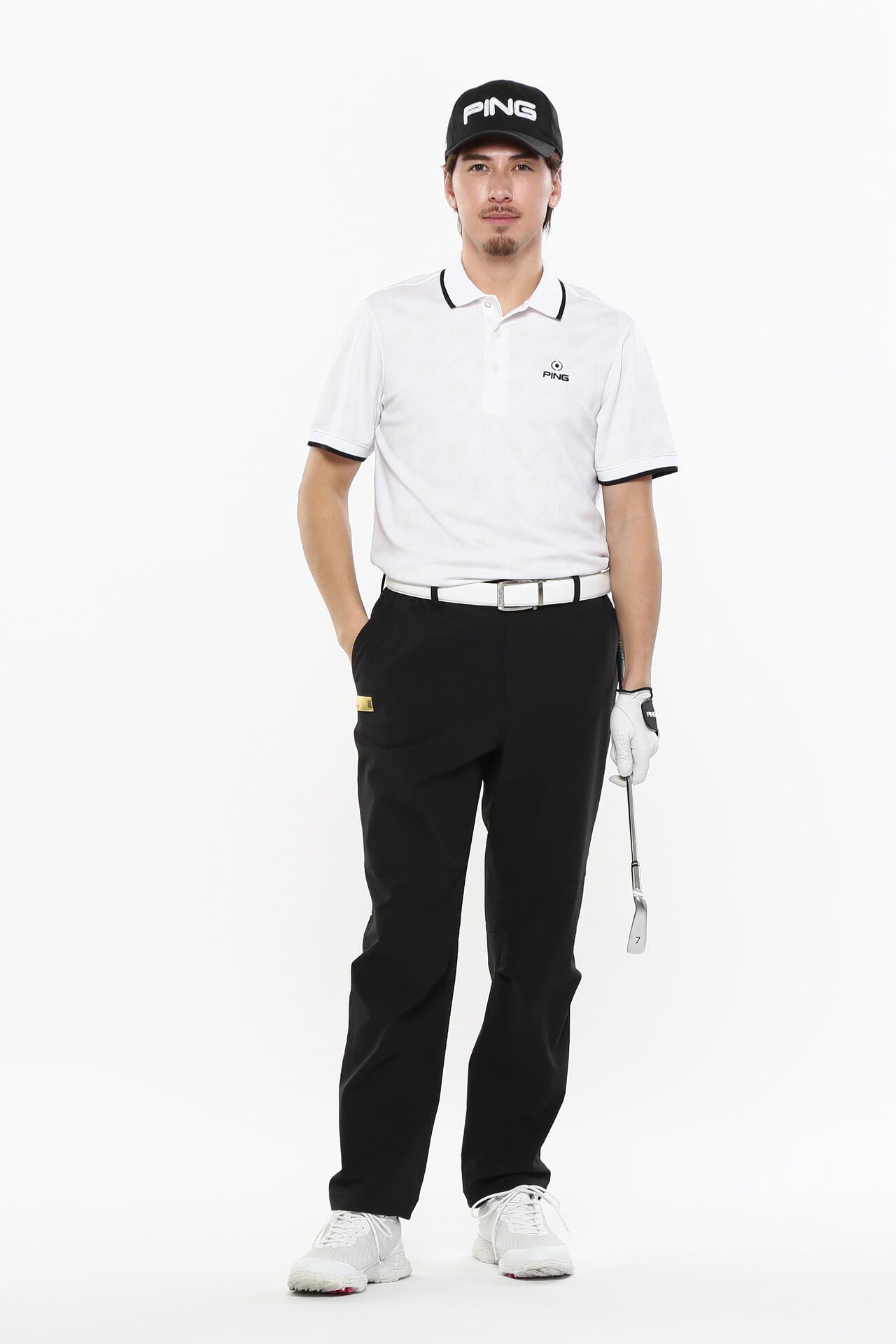 【PING APPAREL】バイアスロゴジャガード 半袖ポロシャツ <PERFORMANCE> (MENS)