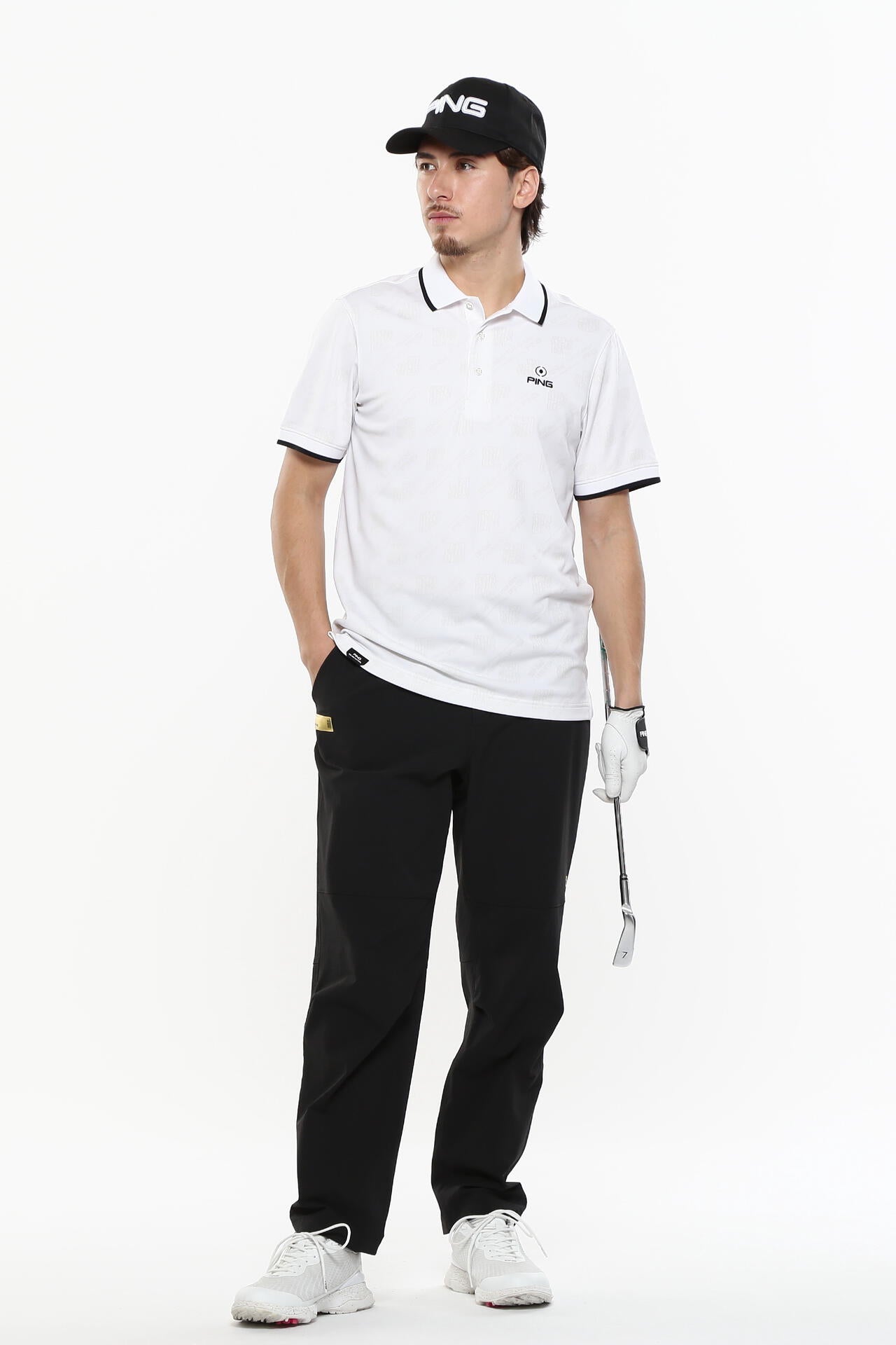 【PING APPAREL】バイアスロゴジャガード 半袖ポロシャツ <PERFORMANCE> (MENS)