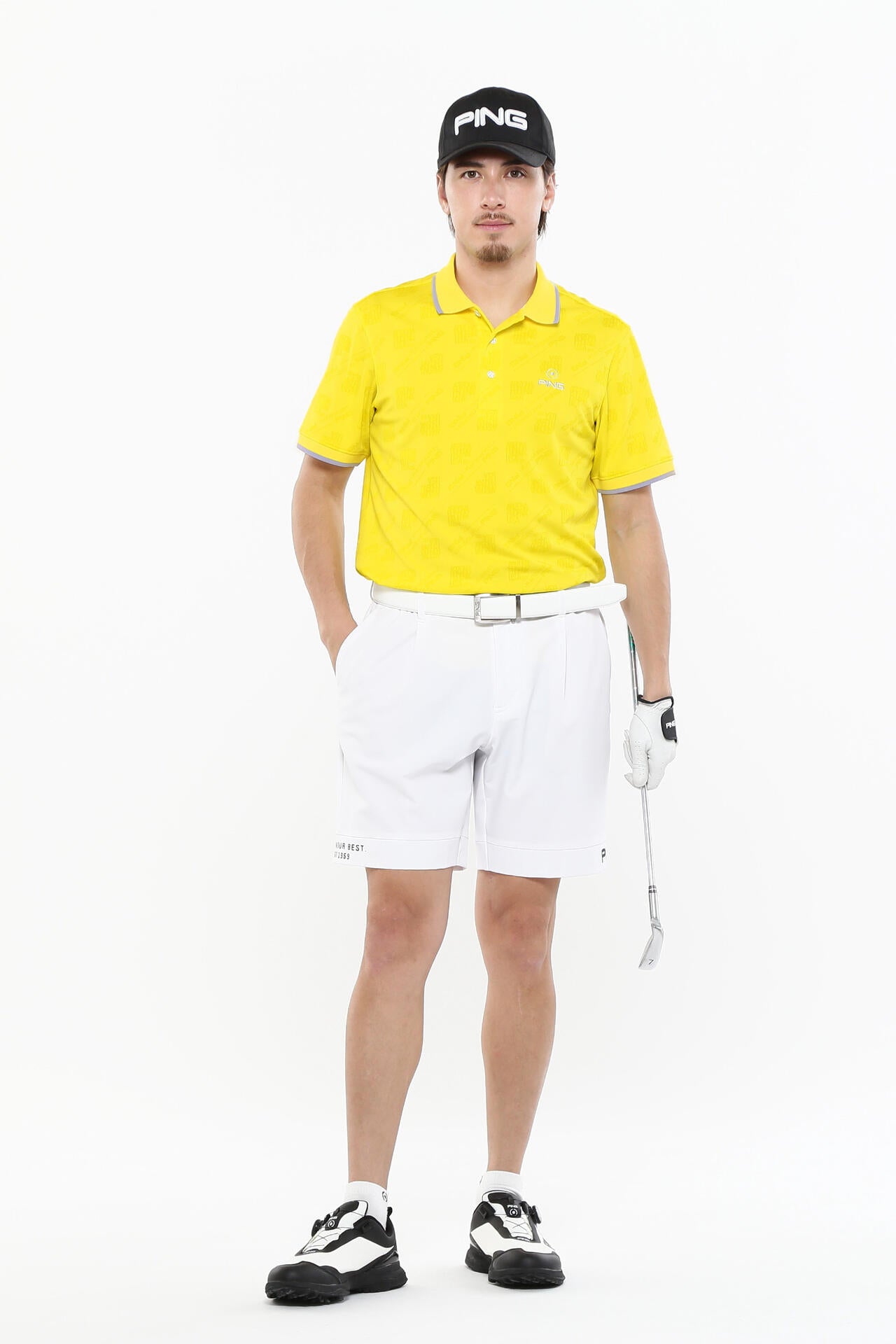 【PING APPAREL】バイアスロゴジャガード 半袖ポロシャツ <PERFORMANCE> (MENS)