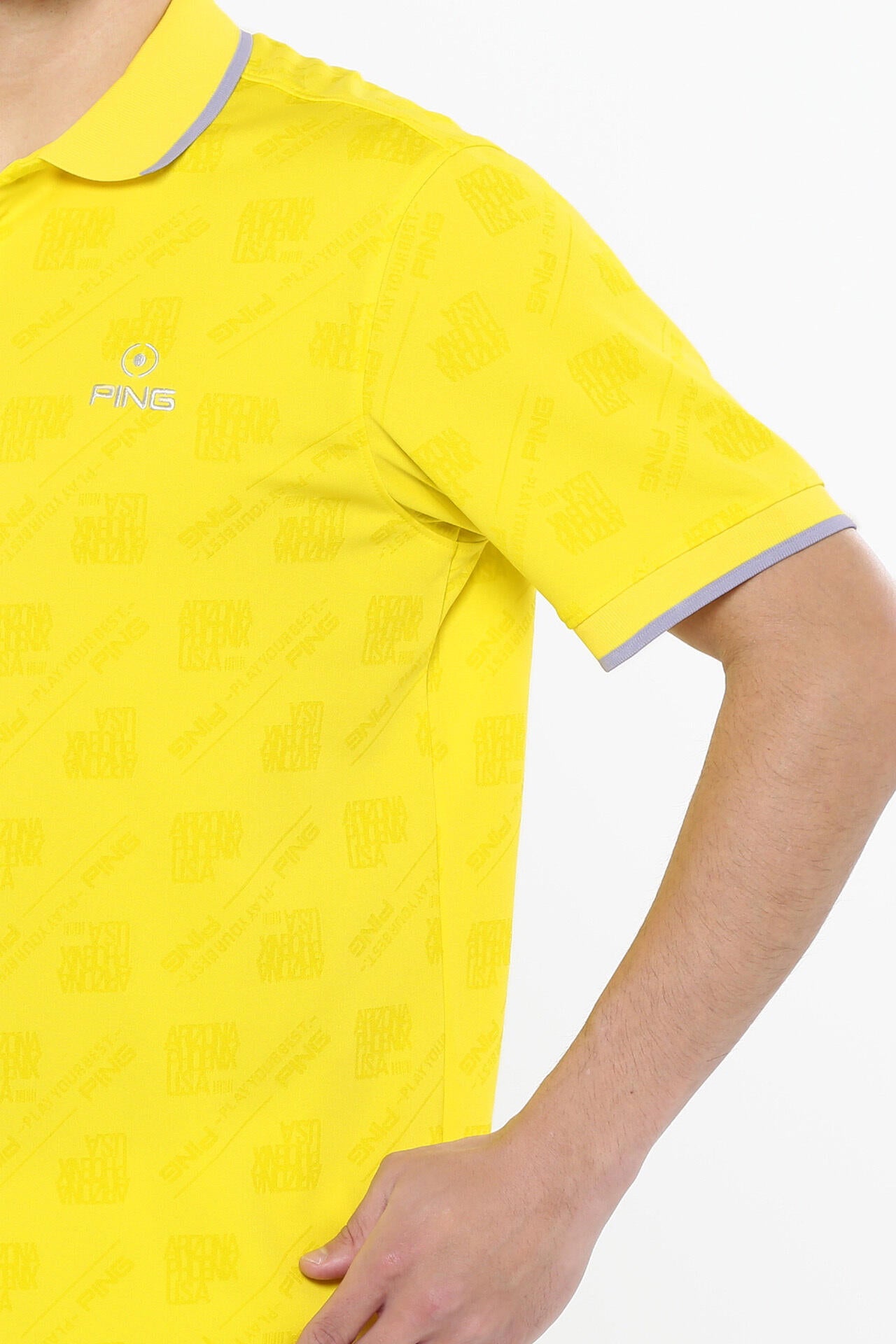 【PING APPAREL】バイアスロゴジャガード 半袖ポロシャツ <PERFORMANCE> (MENS)