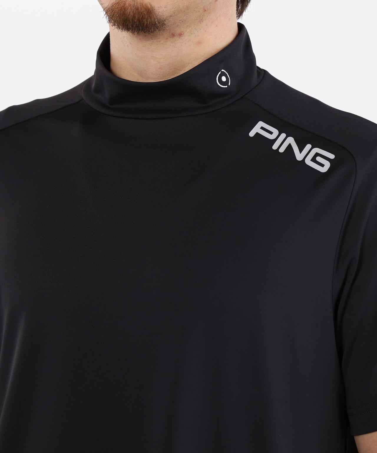 【PING APPAREL】メッシュパネルジャガード半袖ハイネックカットソー <PERFORMANCE> (MENS)