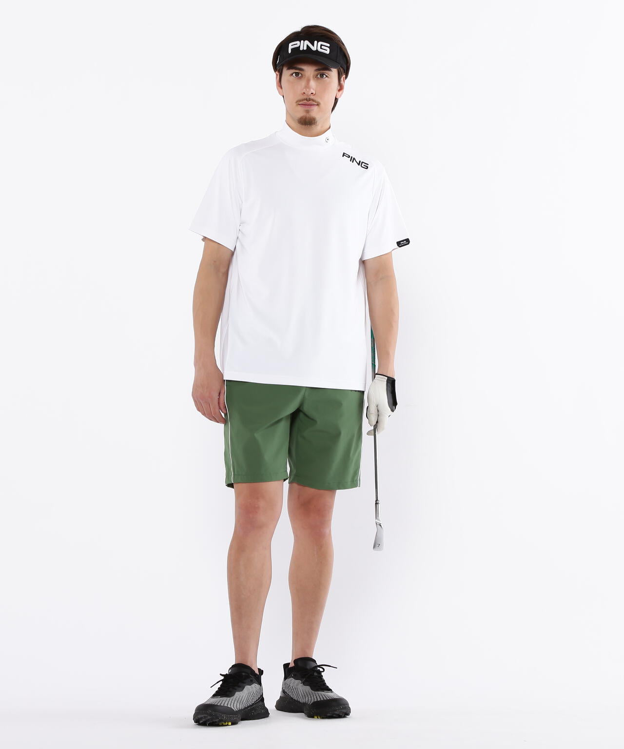 【PING APPAREL】メッシュパネルジャガード半袖ハイネックカットソー <PERFORMANCE> (MENS)