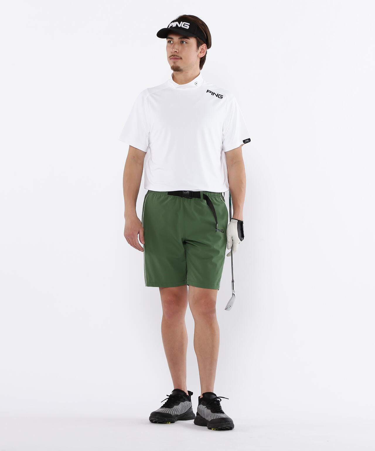 【PING APPAREL】メッシュパネルジャガード半袖ハイネックカットソー <PERFORMANCE> (MENS)