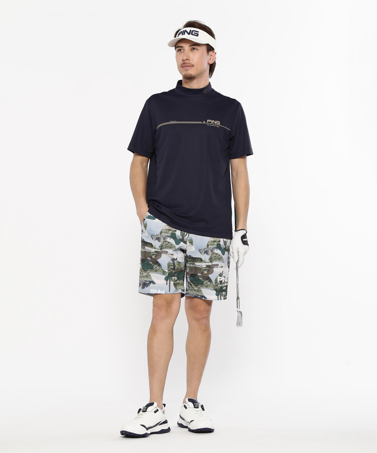 【PING APPAREL】カノコ 半袖ハイネックシャツ <NATIVE> (MENS)