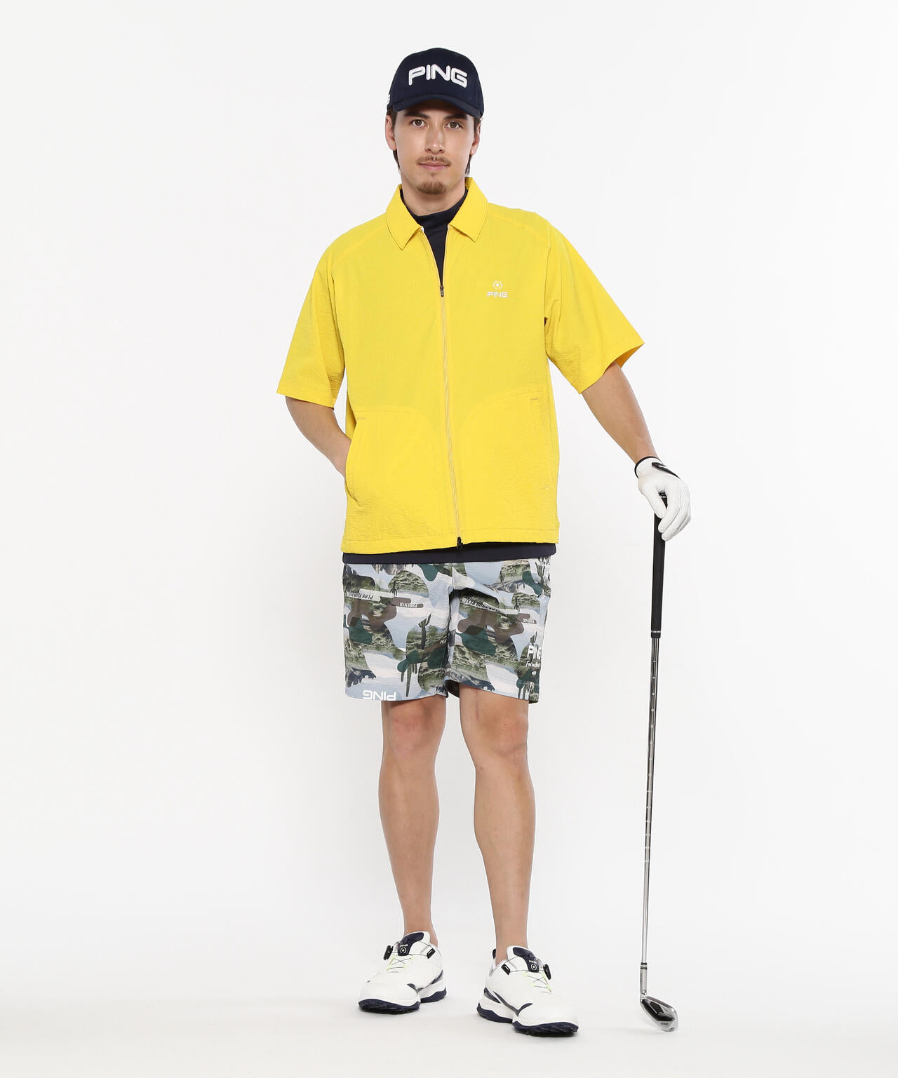 【PING APPAREL】カノコ 半袖ハイネックシャツ <NATIVE> (MENS)