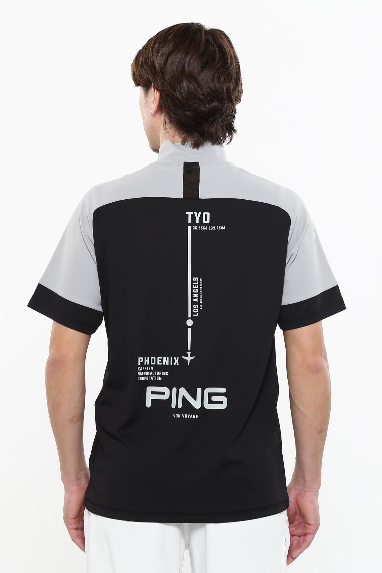 日本ゴルフツアー選手権蝉川プロ着用【PING APPAREL】涼風テラカノコ半袖ハイネックシャツ <PERFORMANCE> (MENS)