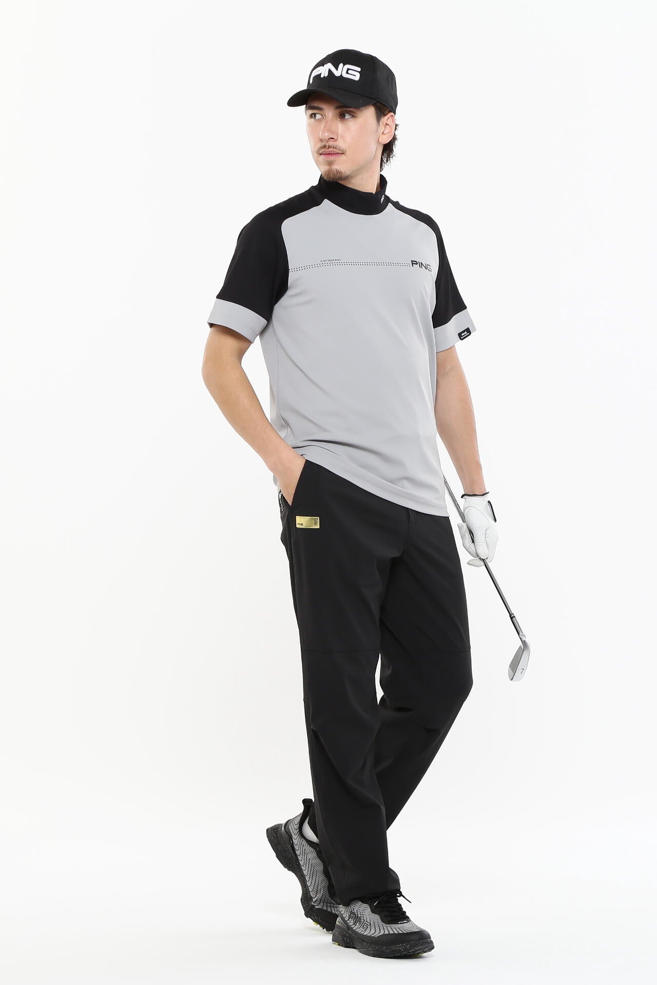 日本ゴルフツアー選手権蝉川プロ着用【PING APPAREL】涼風テラカノコ半袖ハイネックシャツ <PERFORMANCE> (MENS)