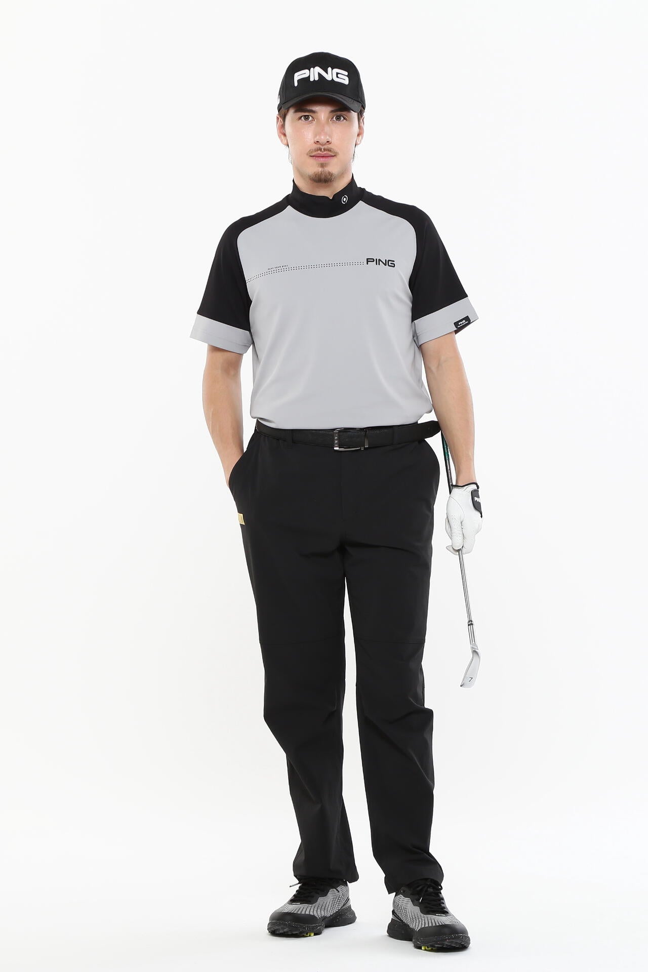 日本ゴルフツアー選手権蝉川プロ着用【PING APPAREL】涼風テラカノコ半袖ハイネックシャツ <PERFORMANCE> (MENS)