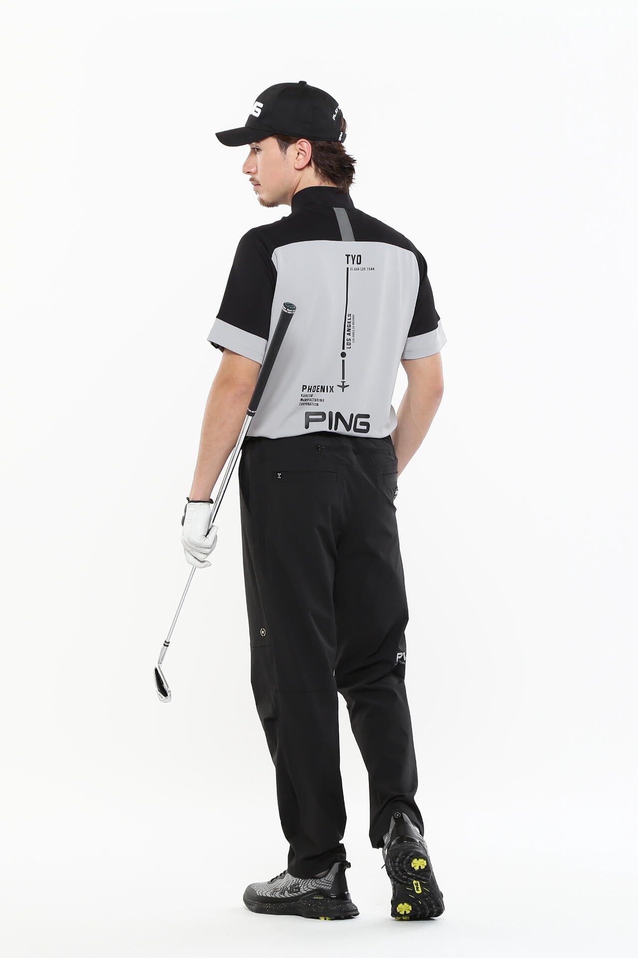 日本ゴルフツアー選手権蝉川プロ着用【PING APPAREL】涼風テラカノコ半袖ハイネックシャツ <PERFORMANCE> (MENS)