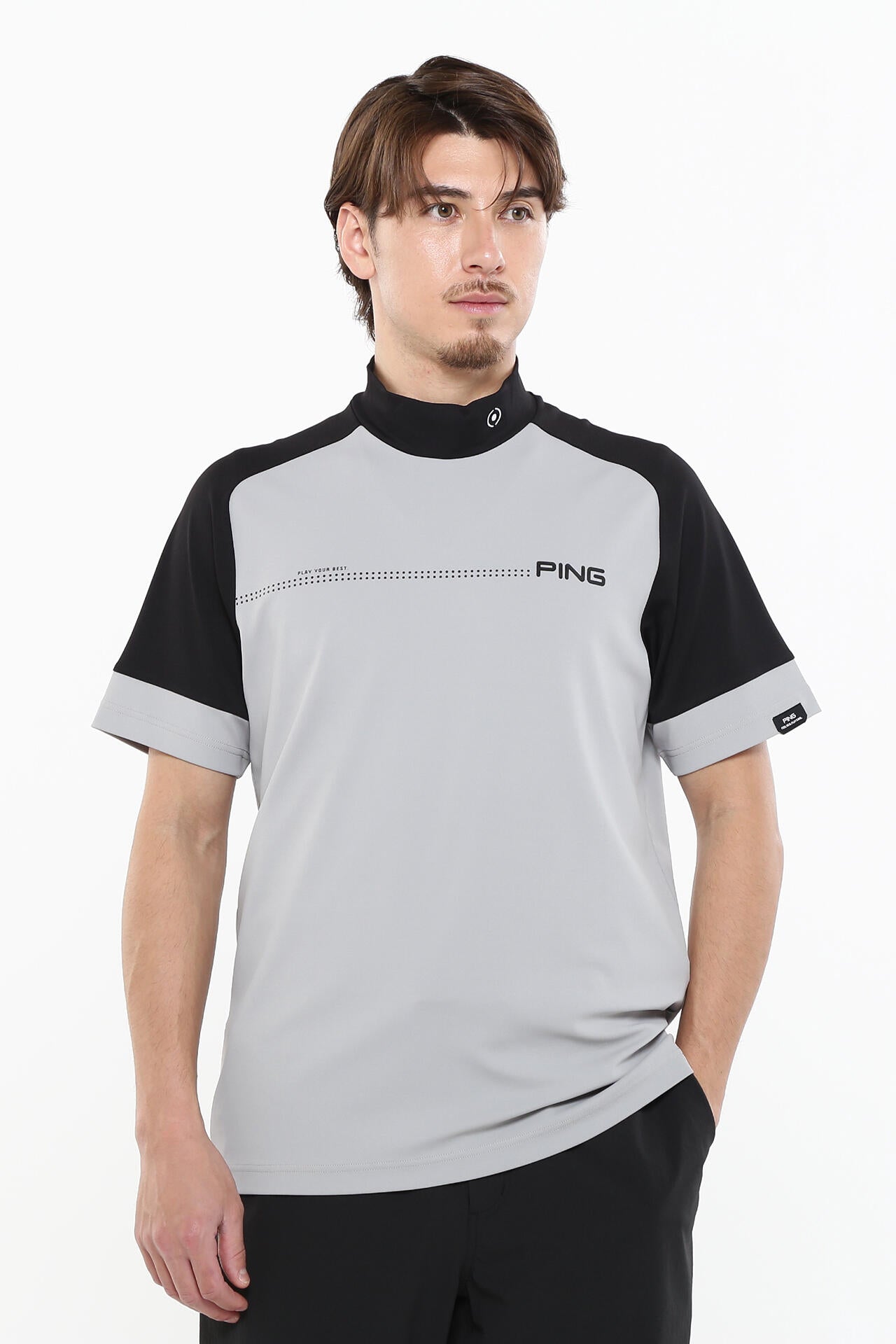 日本ゴルフツアー選手権蝉川プロ着用【PING APPAREL】涼風テラカノコ半袖ハイネックシャツ <PERFORMANCE> (MENS)