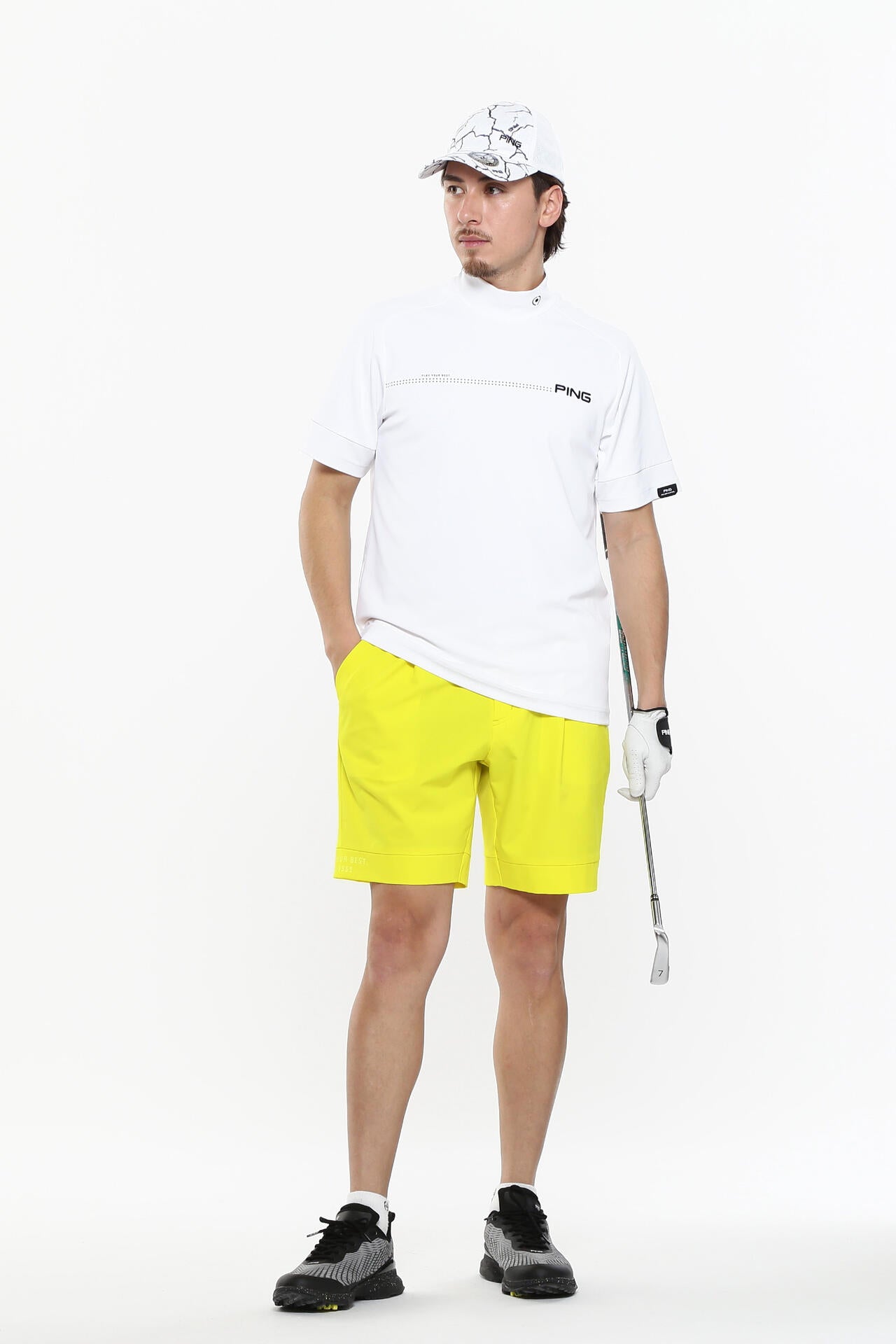 日本ゴルフツアー選手権蝉川プロ着用【PING APPAREL】涼風テラカノコ半袖ハイネックシャツ <PERFORMANCE> (MENS)