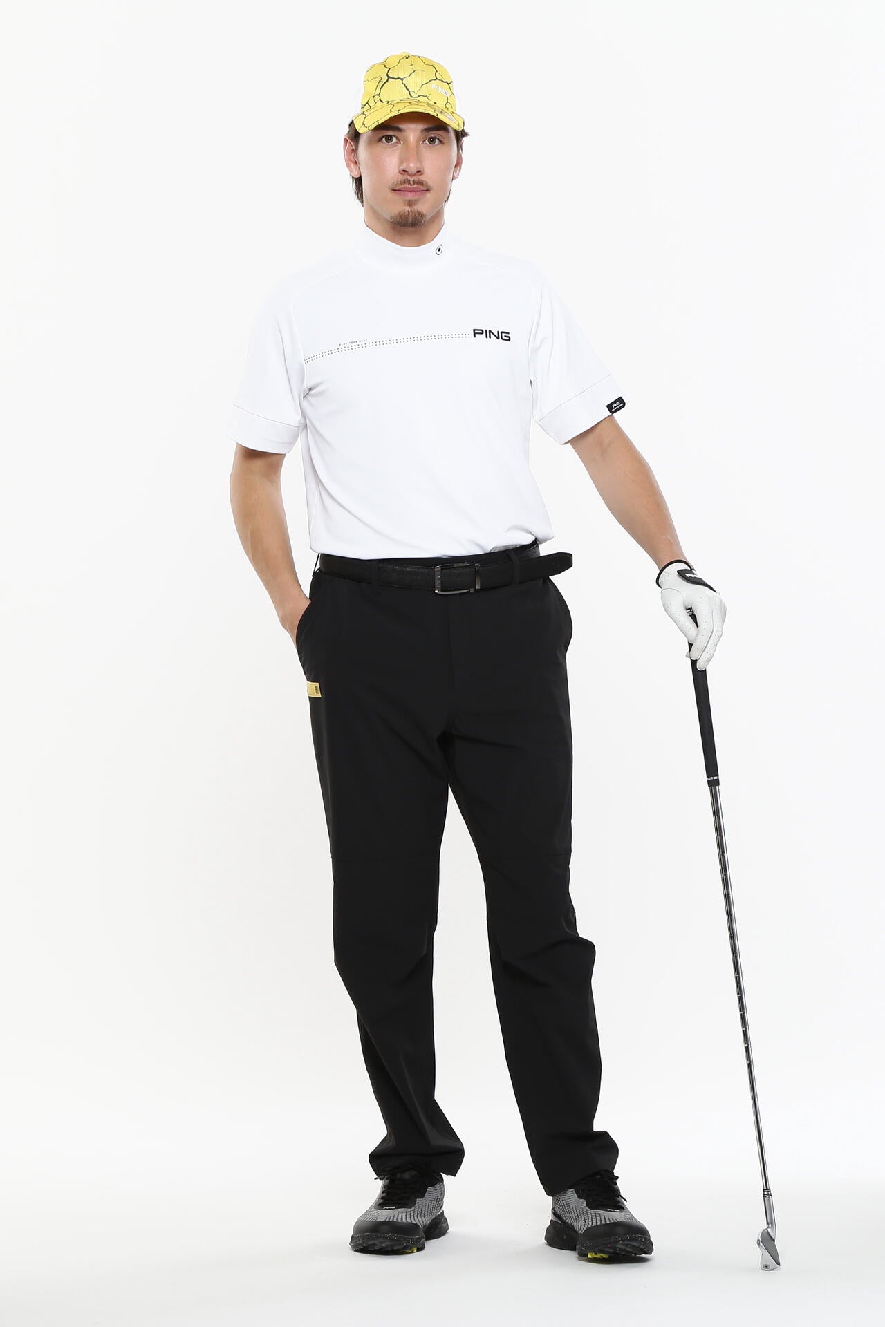 日本ゴルフツアー選手権蝉川プロ着用【PING APPAREL】涼風テラカノコ半袖ハイネックシャツ <PERFORMANCE> (MENS)