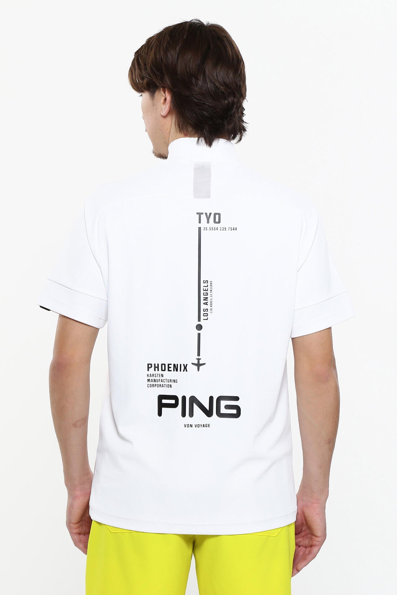 日本ゴルフツアー選手権蝉川プロ着用【PING APPAREL】涼風テラカノコ半袖ハイネックシャツ <PERFORMANCE> (MENS)