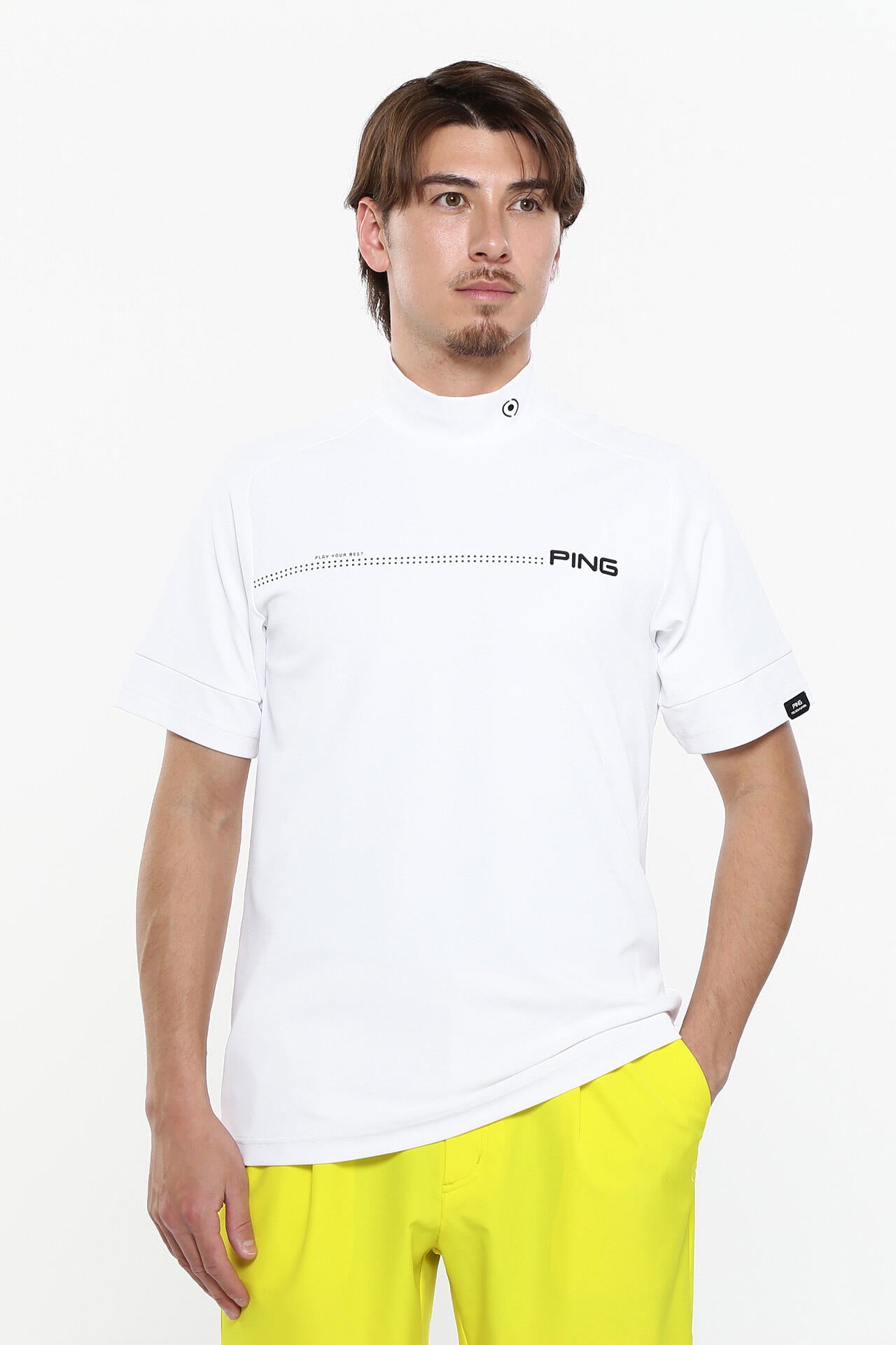 日本ゴルフツアー選手権蝉川プロ着用【PING APPAREL】涼風テラカノコ半袖ハイネックシャツ <PERFORMANCE> (MENS)