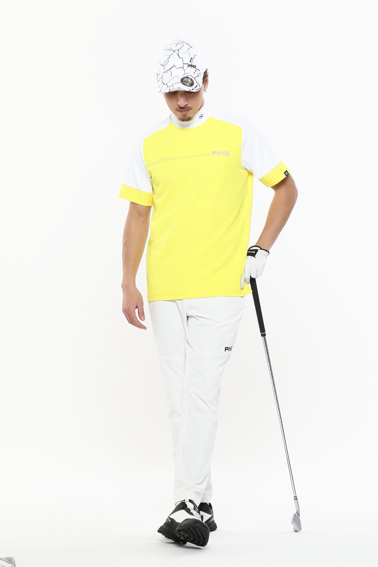 日本ゴルフツアー選手権蝉川プロ着用【PING APPAREL】涼風テラカノコ半袖ハイネックシャツ <PERFORMANCE> (MENS)